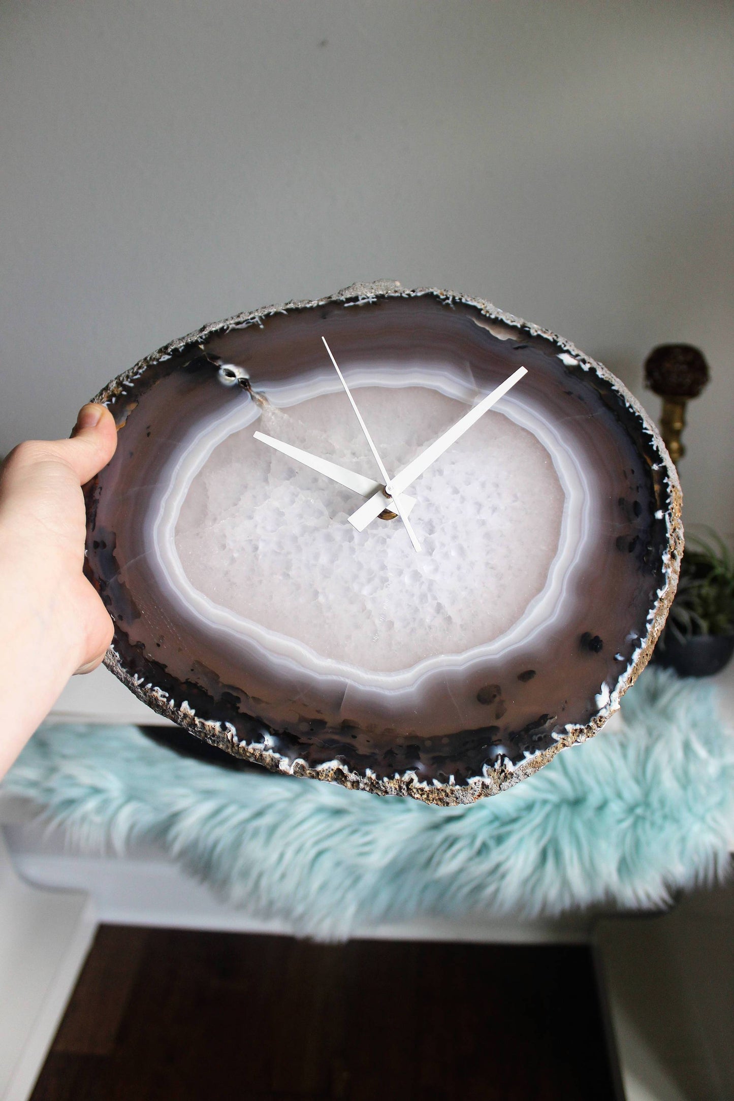 11" Natural Agate Slab Wall Clock