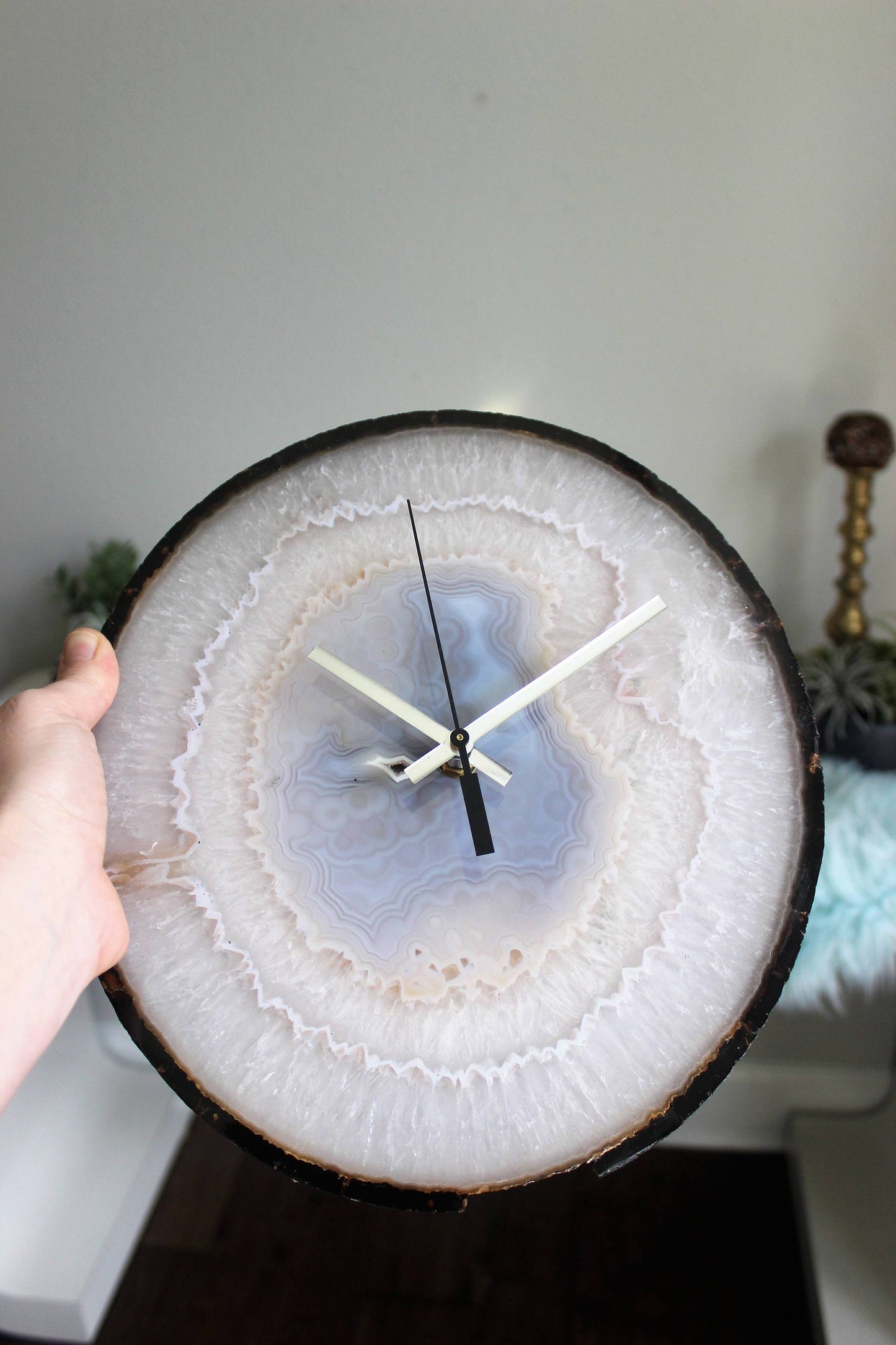 11.5" Natural Agate Slab Wall Clock