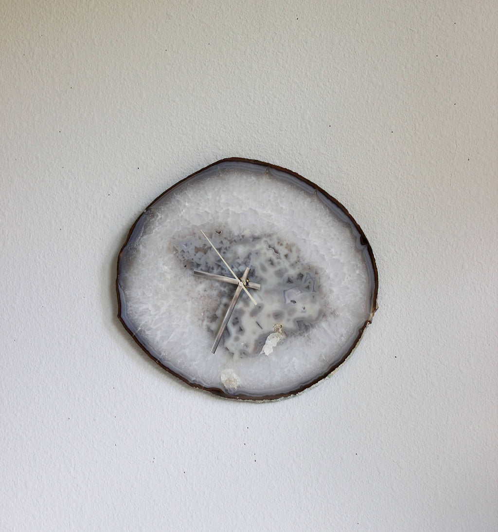 12" Natural Agate Slab Wall Clock