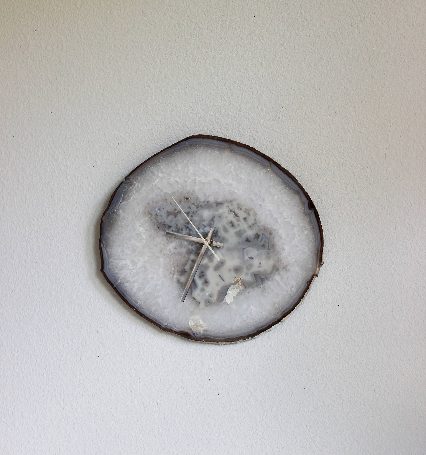 12" Natural Agate Slab Wall Clock