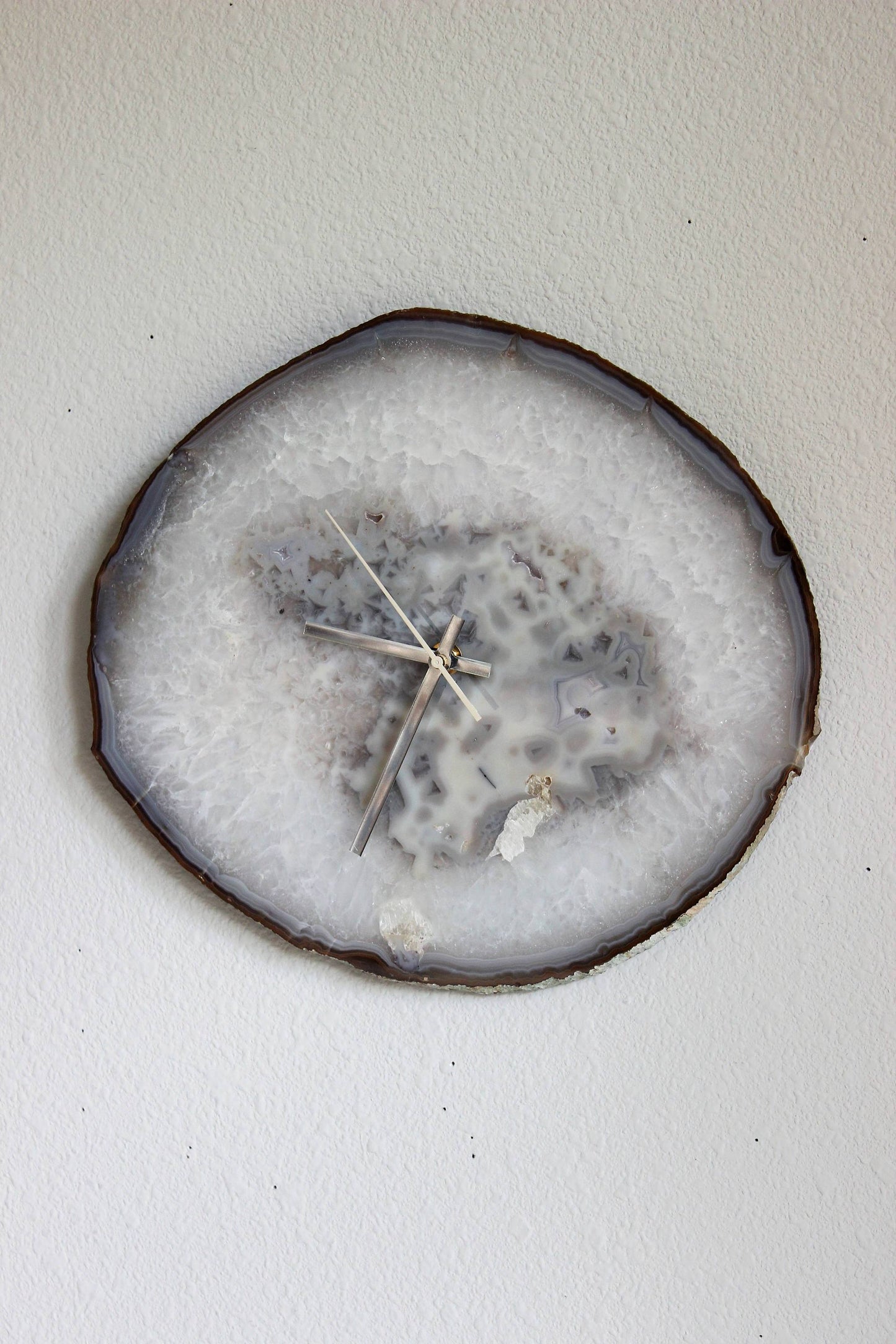 12" Natural Agate Slab Wall Clock