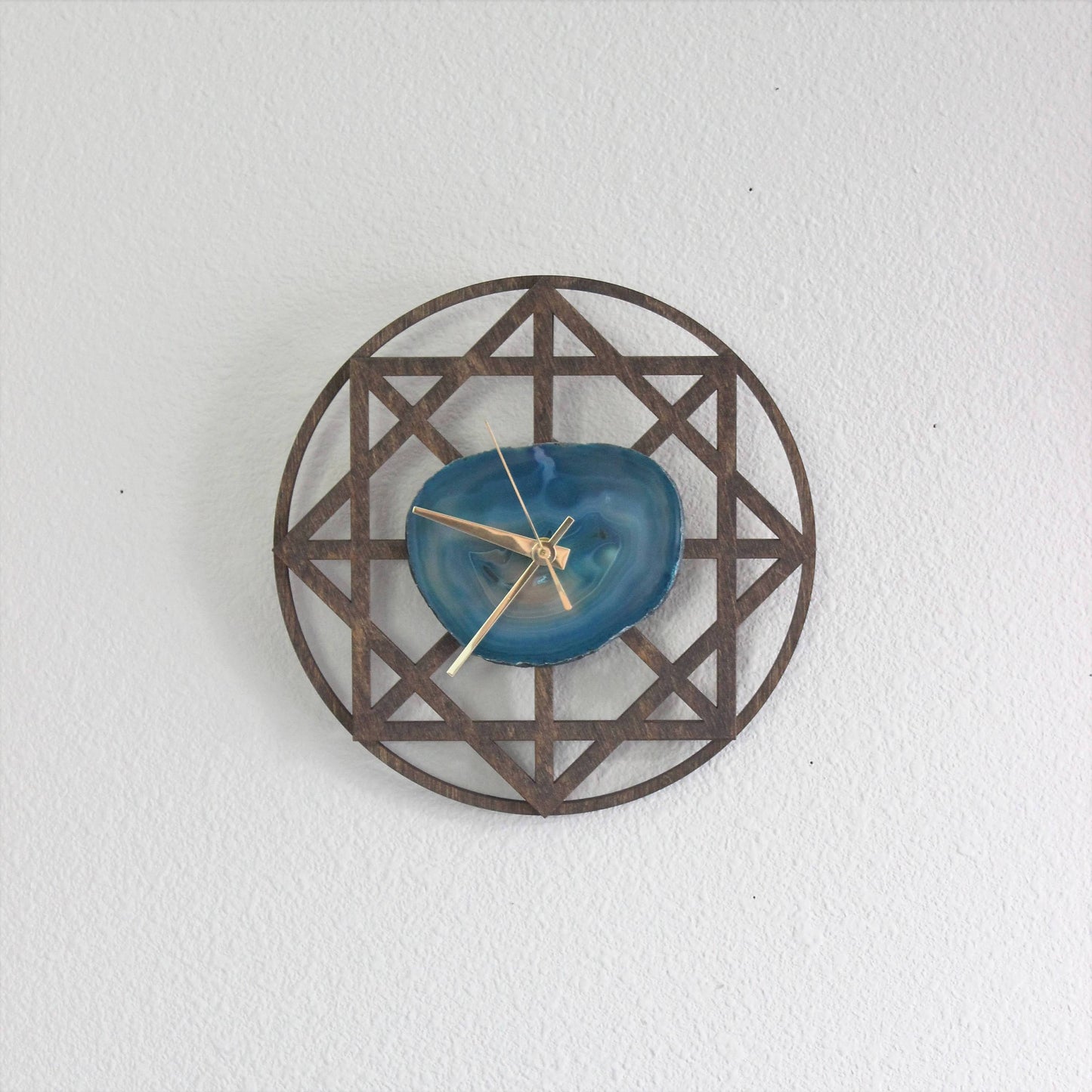 10" Teal Agate Wood Wall Clock