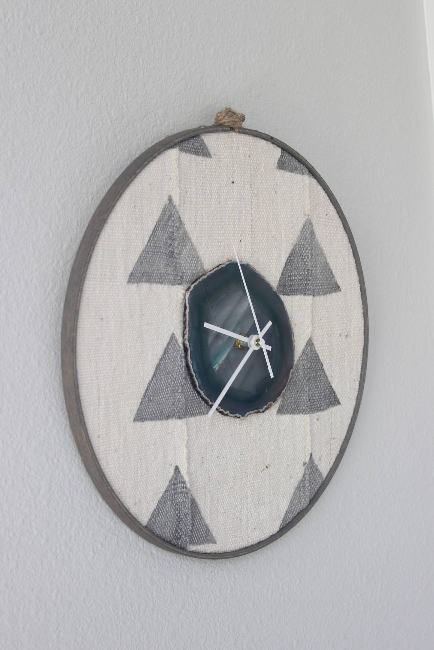 12" Textile Mudcloth Teal Agate Wall Clock