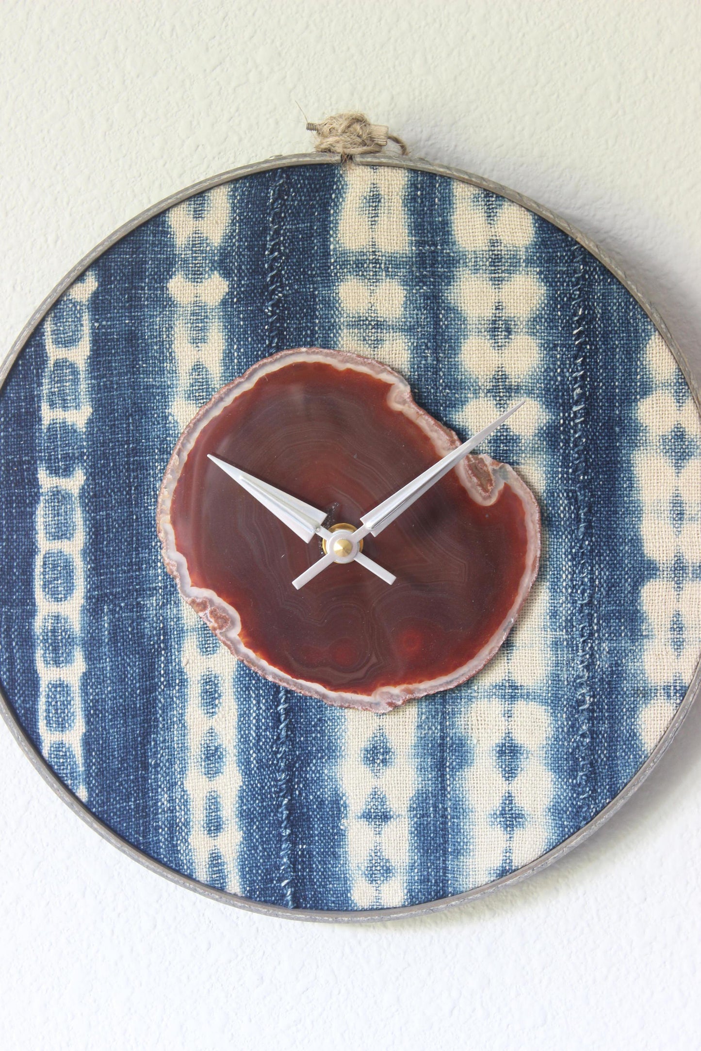 10" Textile Mudcloth Amber Agate Wall Clock