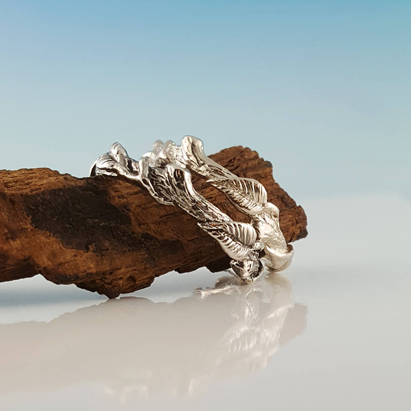 Hand Sculpted Leaf Twig and Vine Eternity Ring, Branch promise Ring with Leaves and Vines by Dawn Vertrees