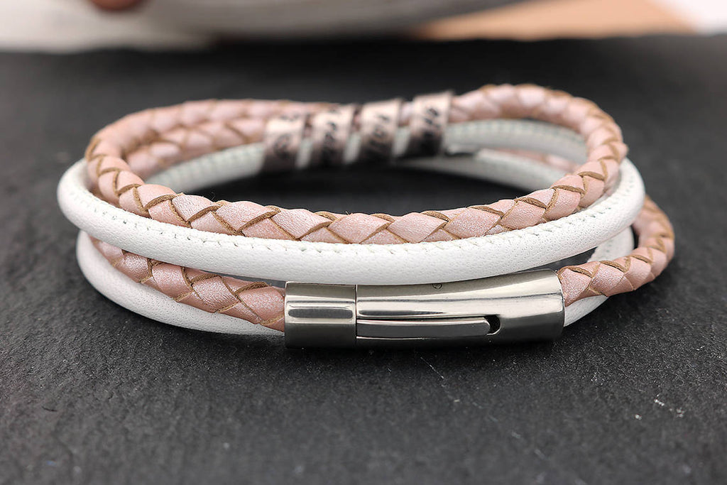 Braided leather bracelet - Personalized wrap bracelet - Womens braided leather bracelet - Leather bracelet for women - Braided bracelet