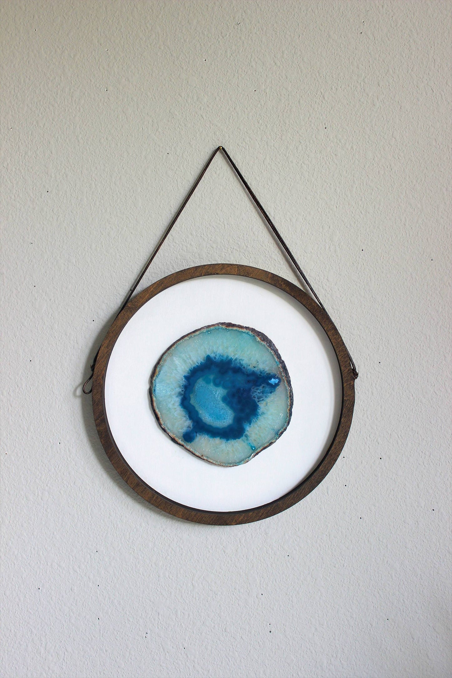 10 Teal Agate Framed Round Wall Art