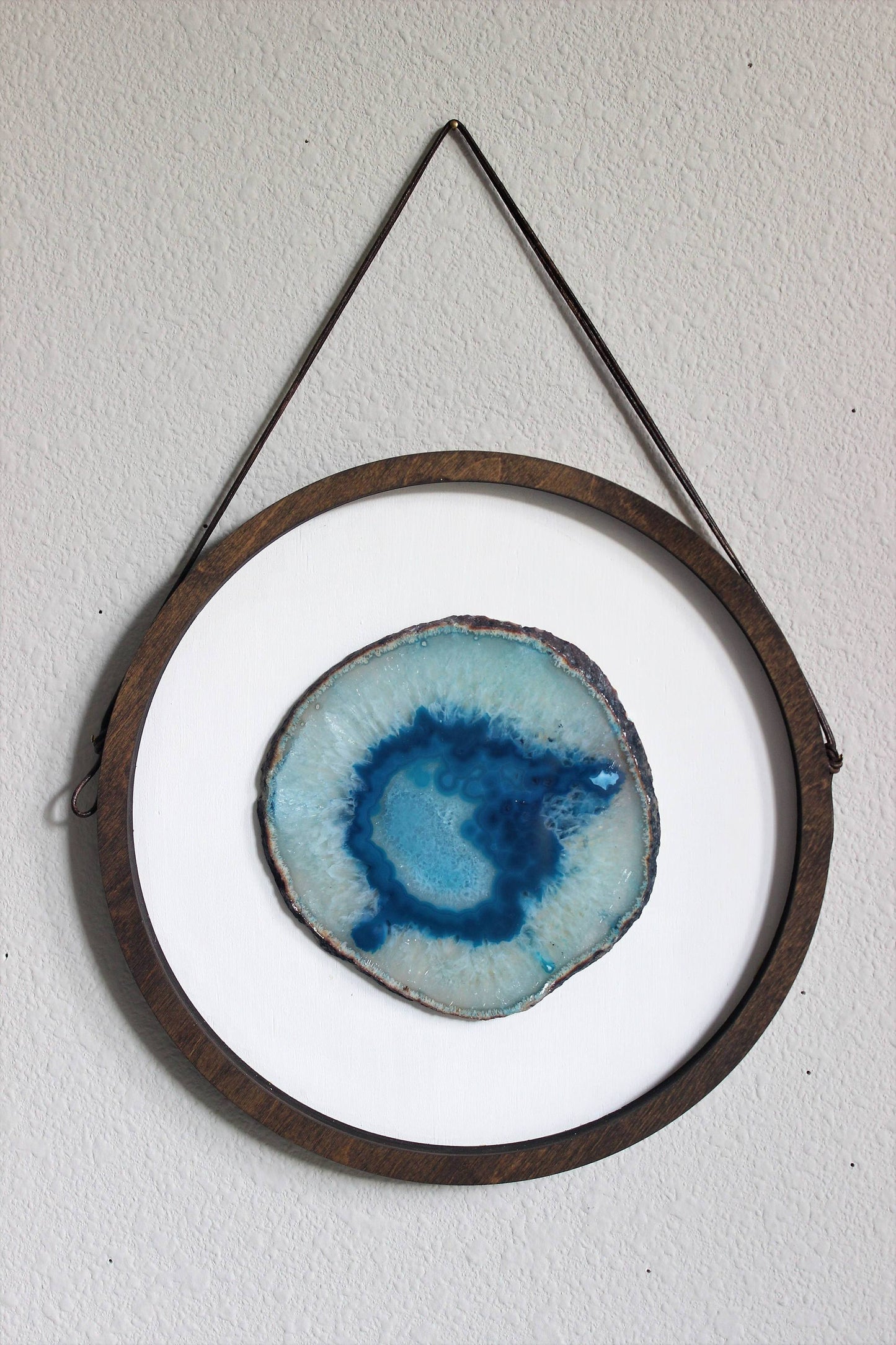 10 Teal Agate Framed Round Wall Art