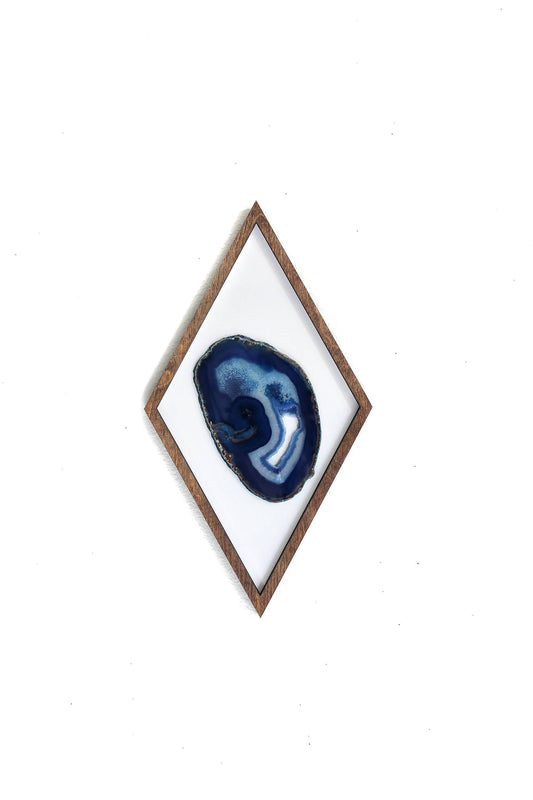 16" Blue Agate Framed Diamond Wall Art