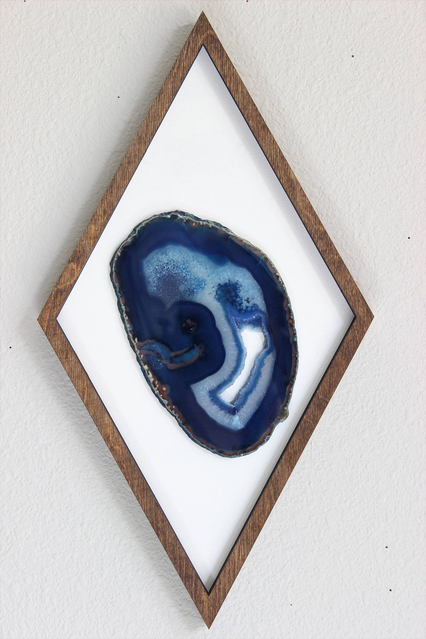 16" Blue Agate Framed Diamond Wall Art