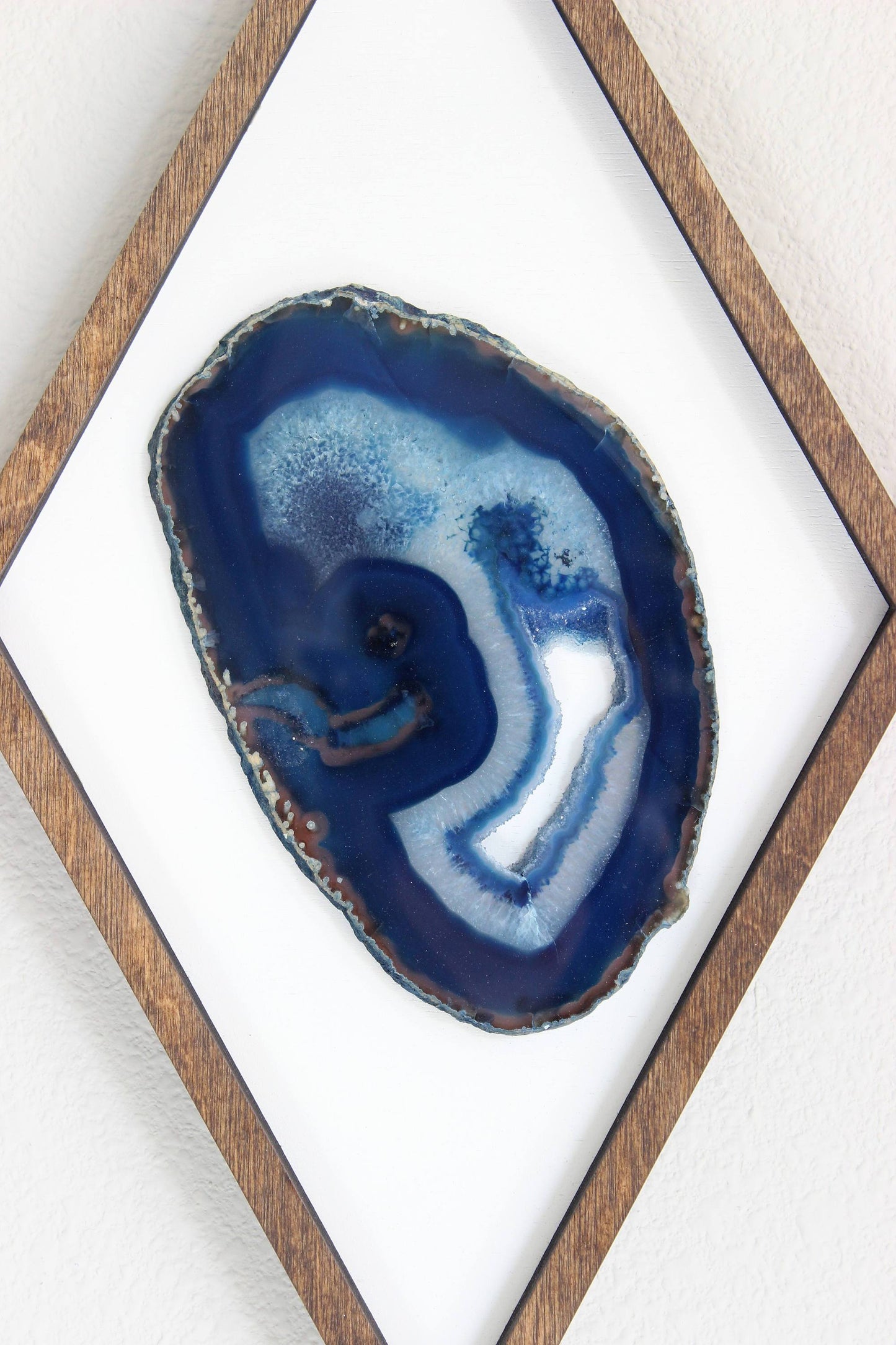 16" Blue Agate Framed Diamond Wall Art