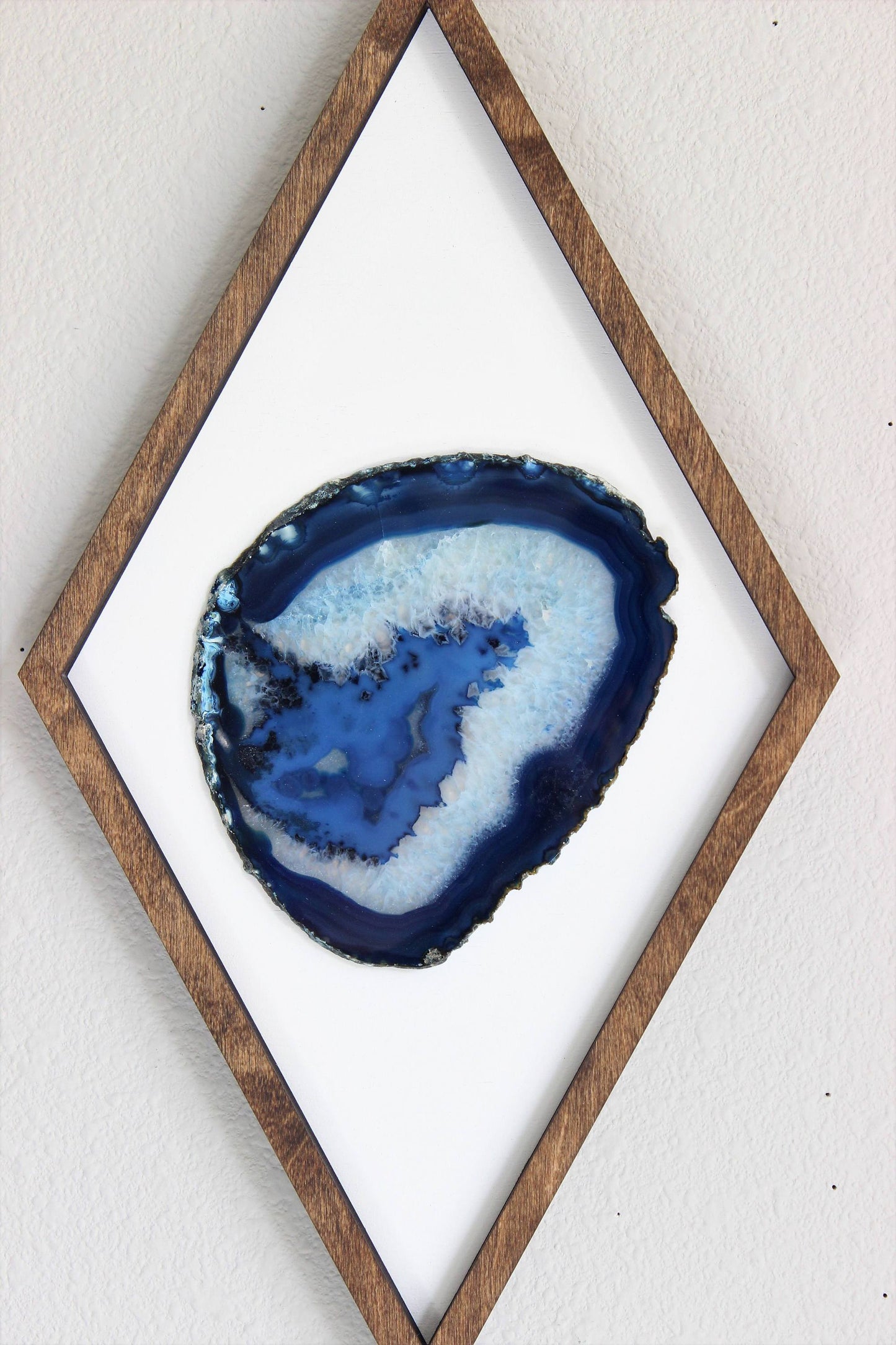 18" Blue Agate Framed Diamond Wall Art