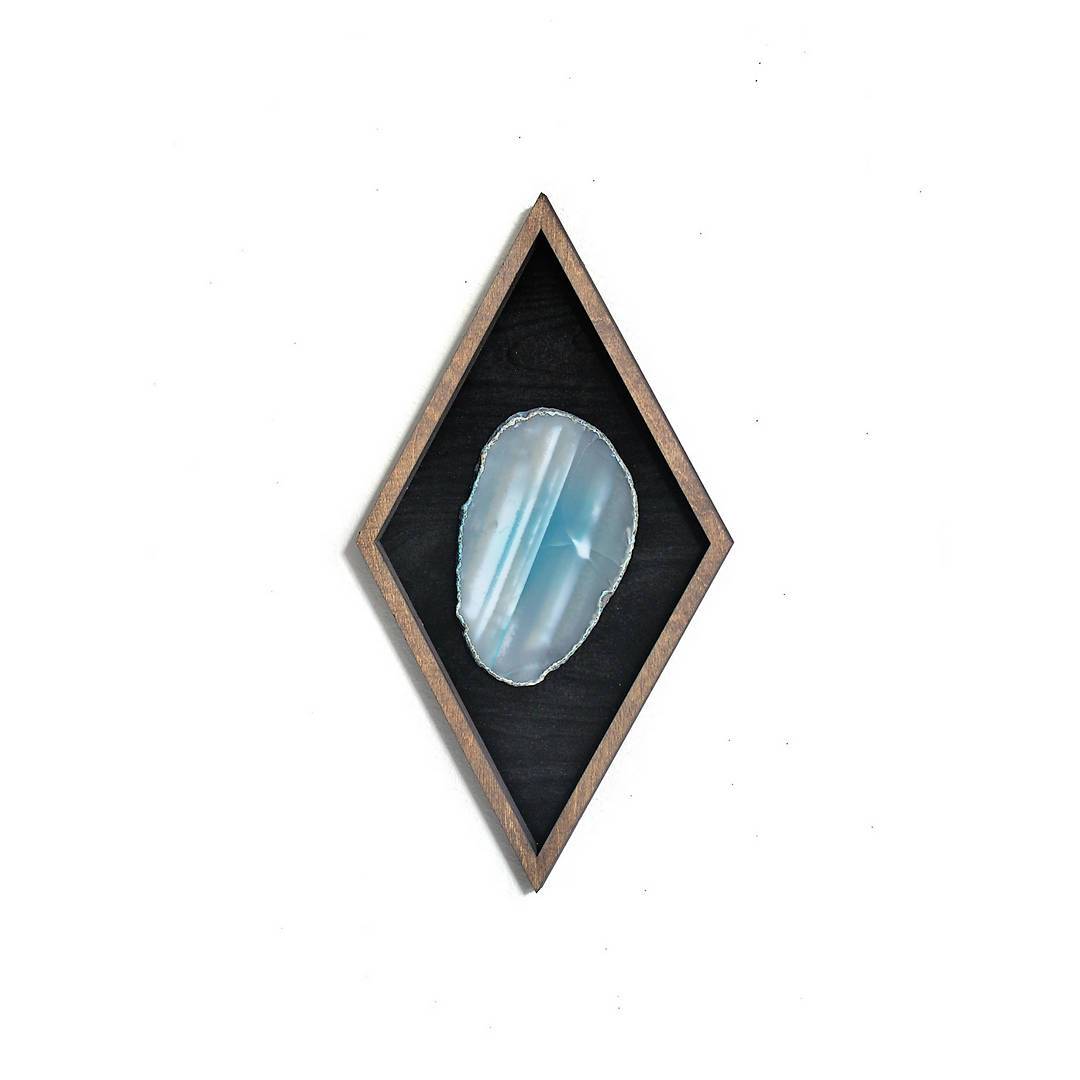 18" Teal Agate Framed Diamond Wall Art