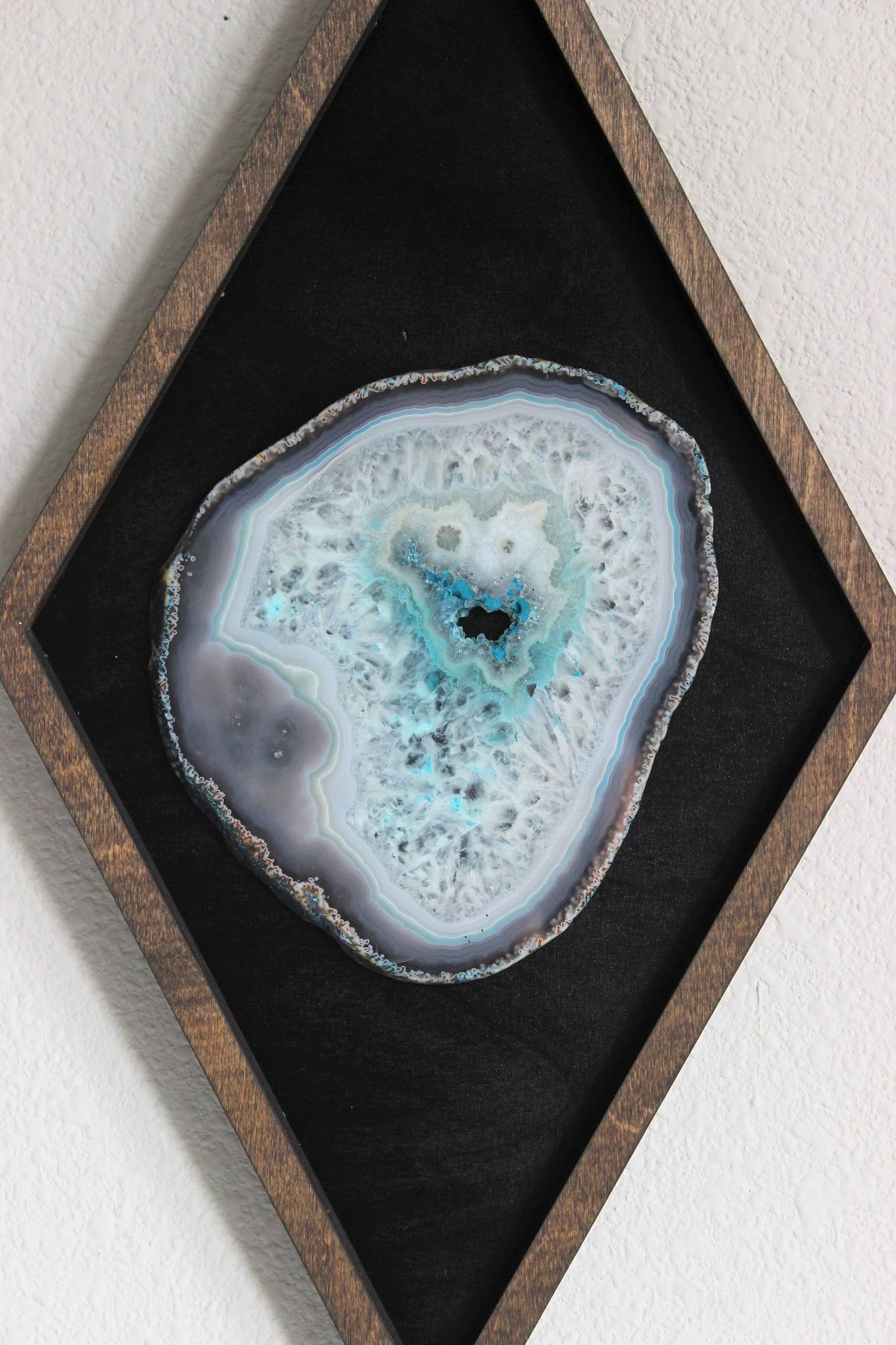 16" Teal Agate Framed Diamond Wall Art