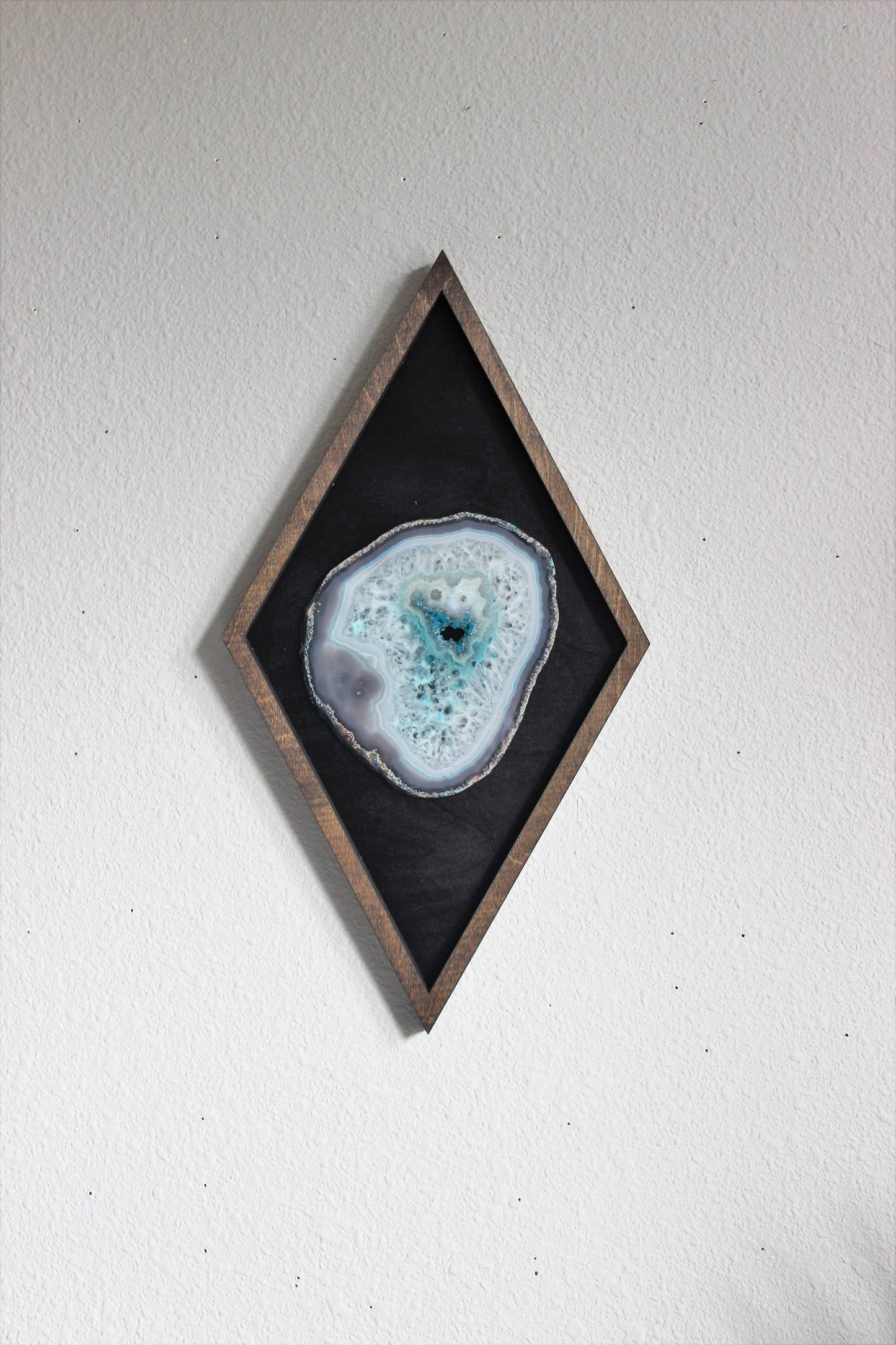 16" Teal Agate Framed Diamond Wall Art