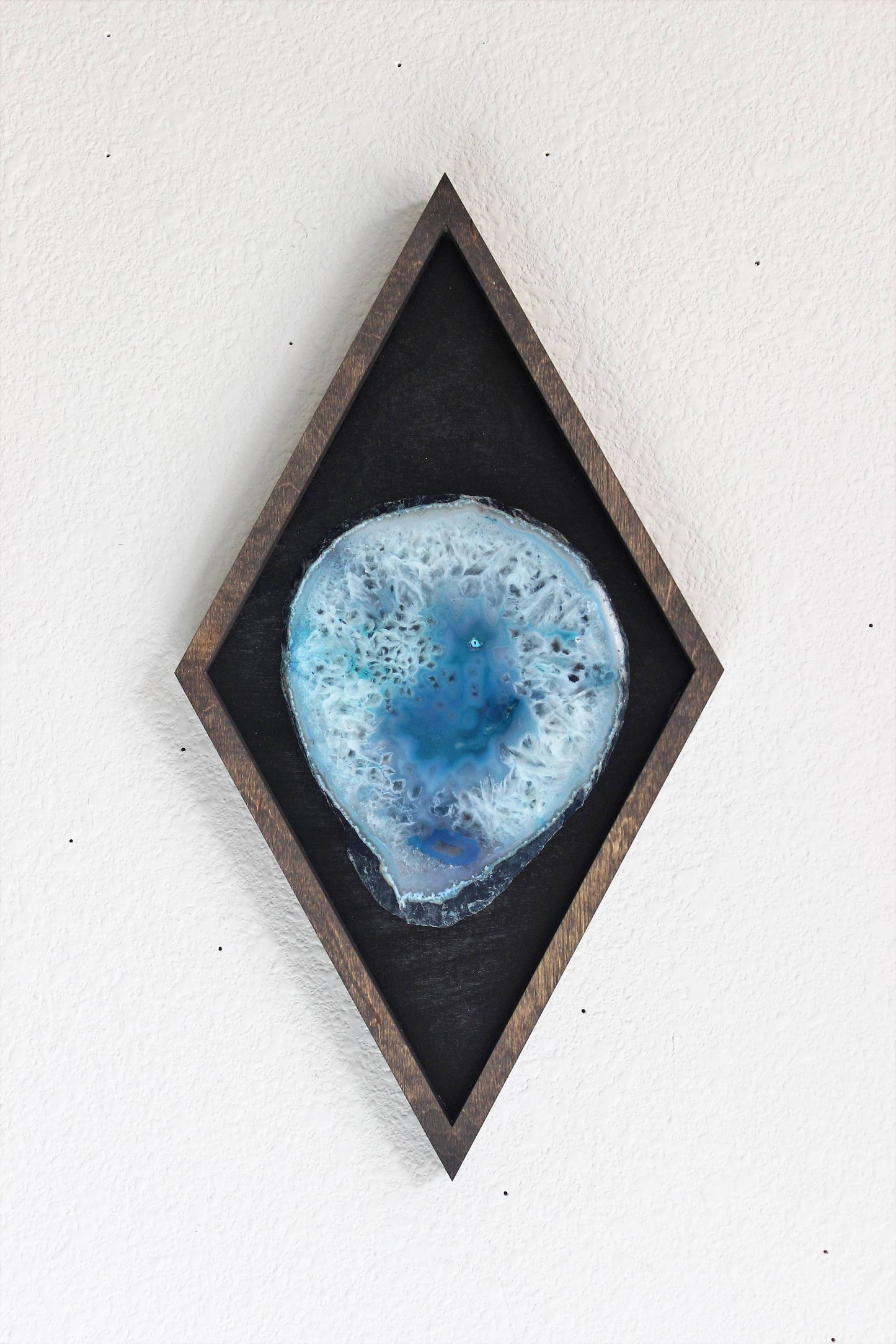 13" Teal Agate Framed Diamond Wall Art