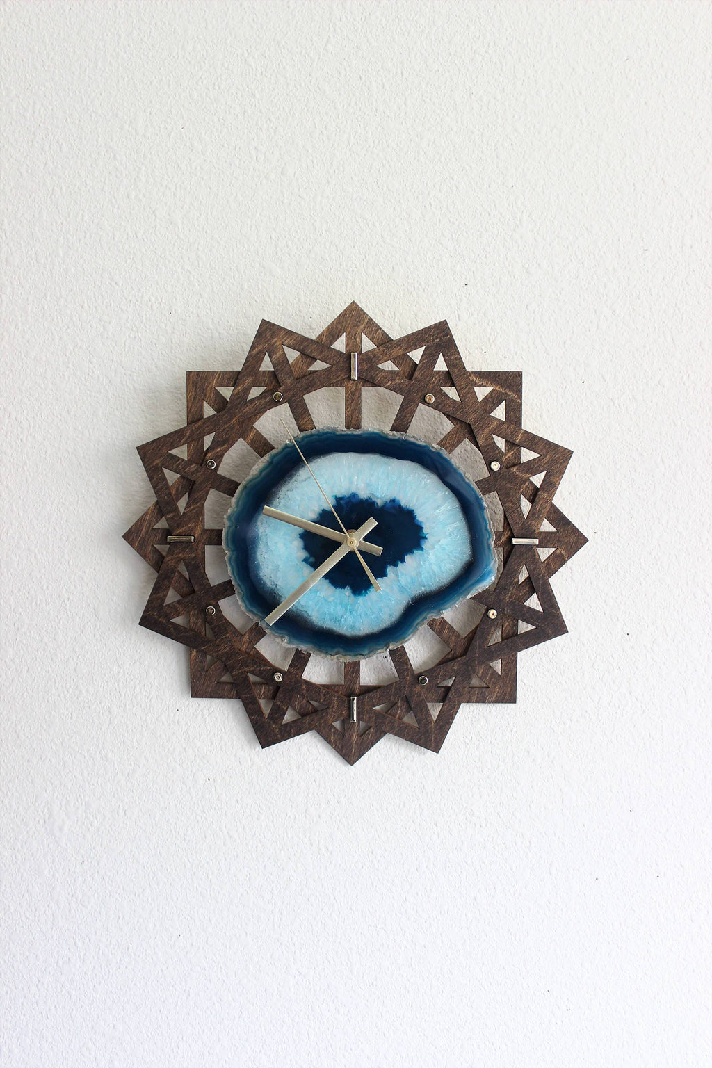 12" Teal Green Sunburst Agate Wall Clock