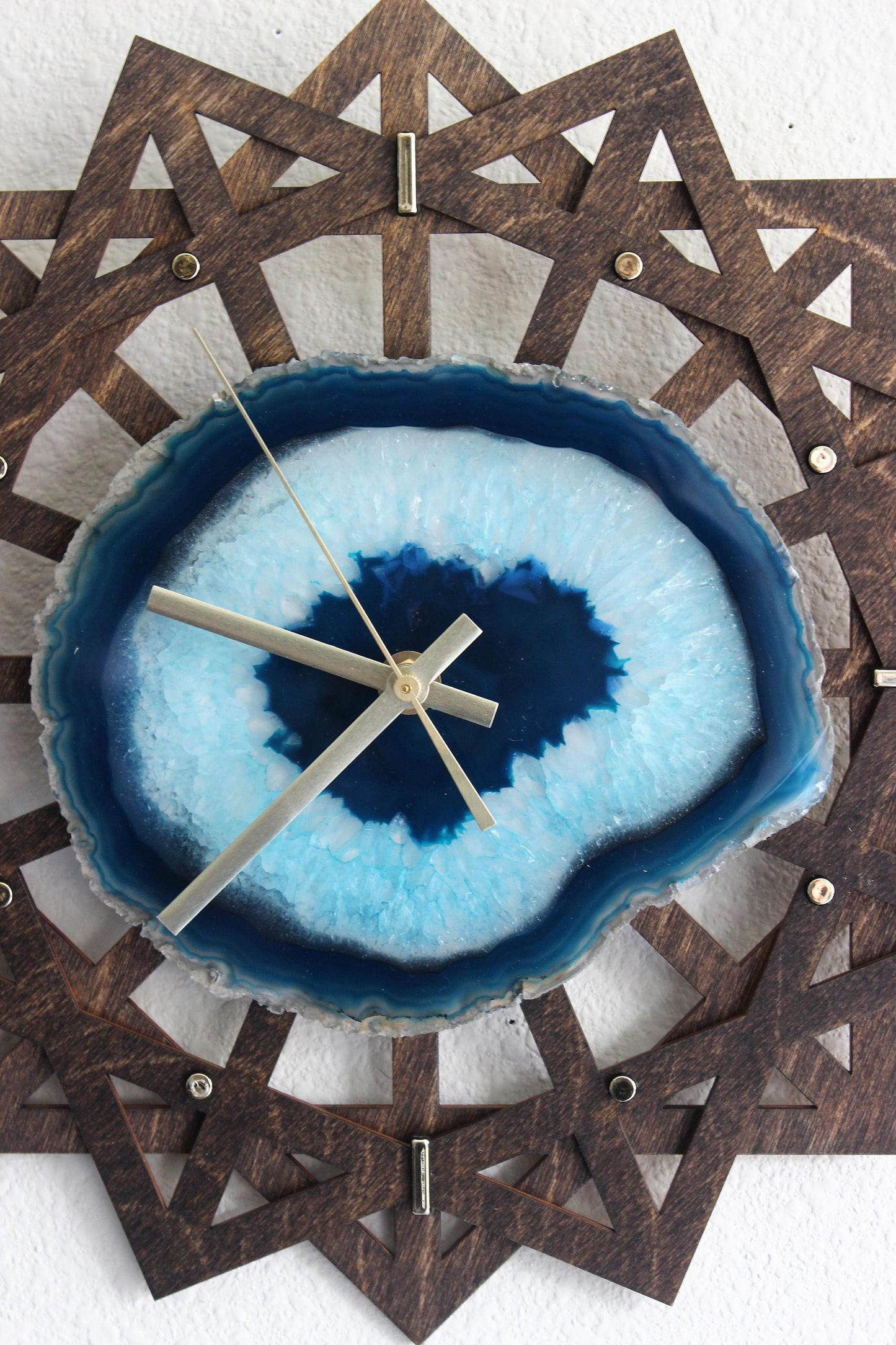 12" Teal Green Sunburst Agate Wall Clock