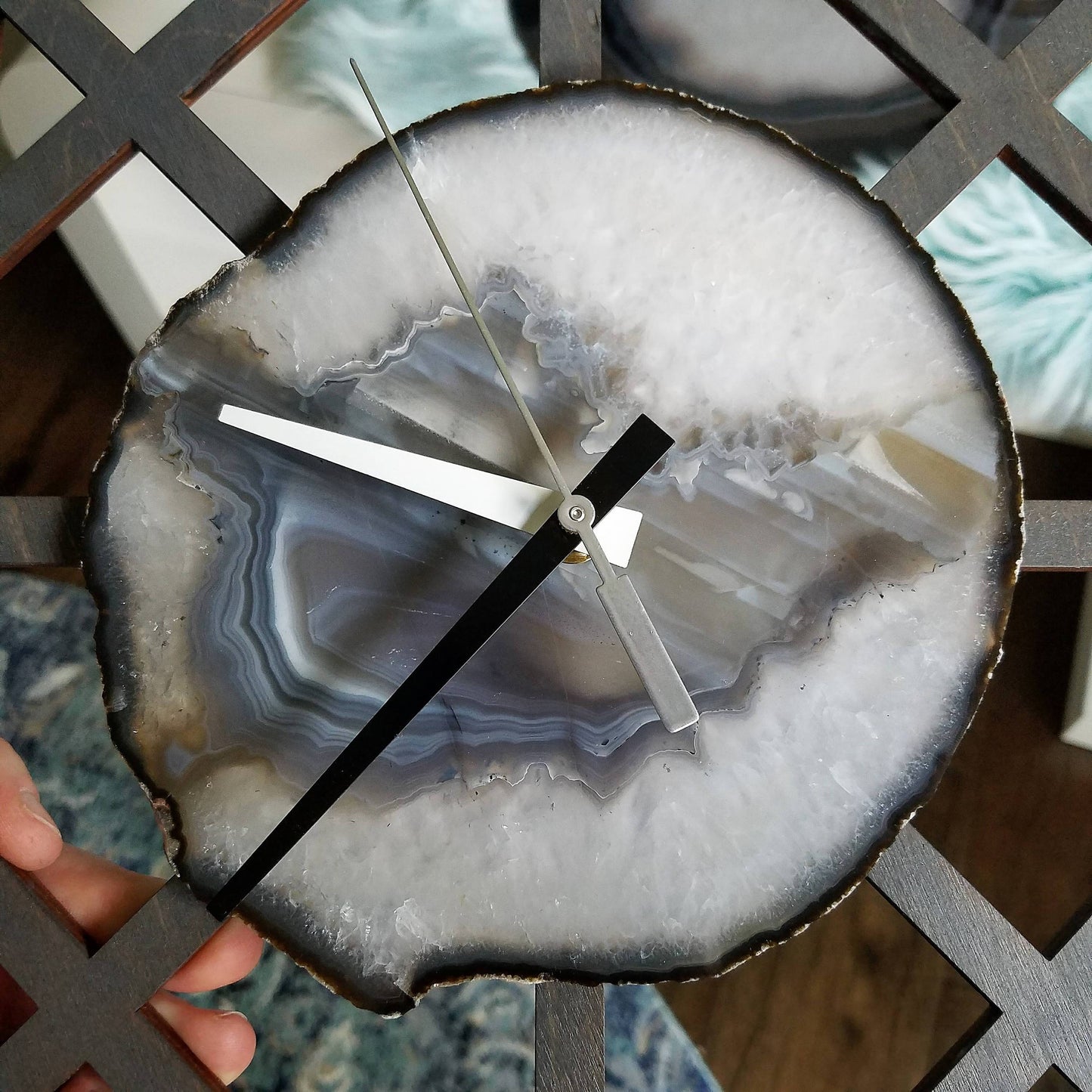 14" Gray Geometric Agate Wall Clock