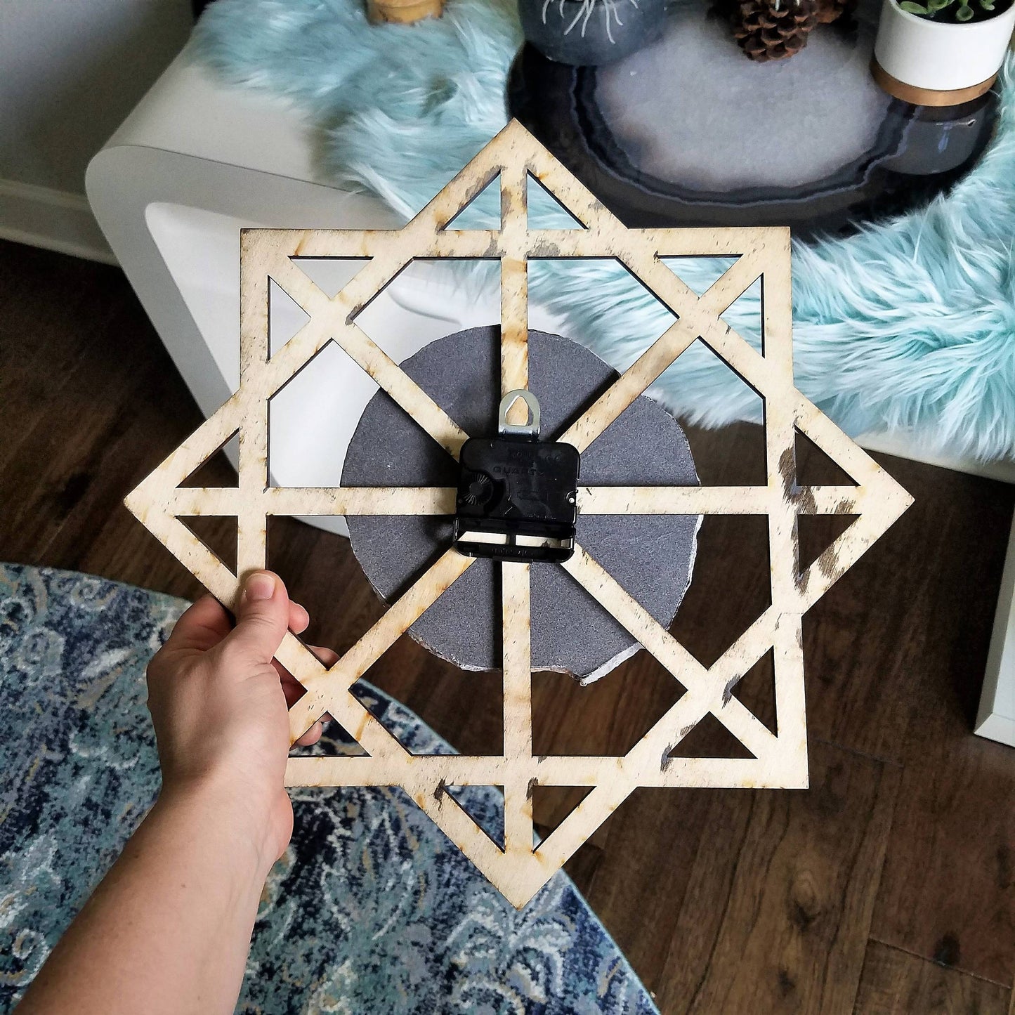 14" Gray Geometric Agate Wall Clock