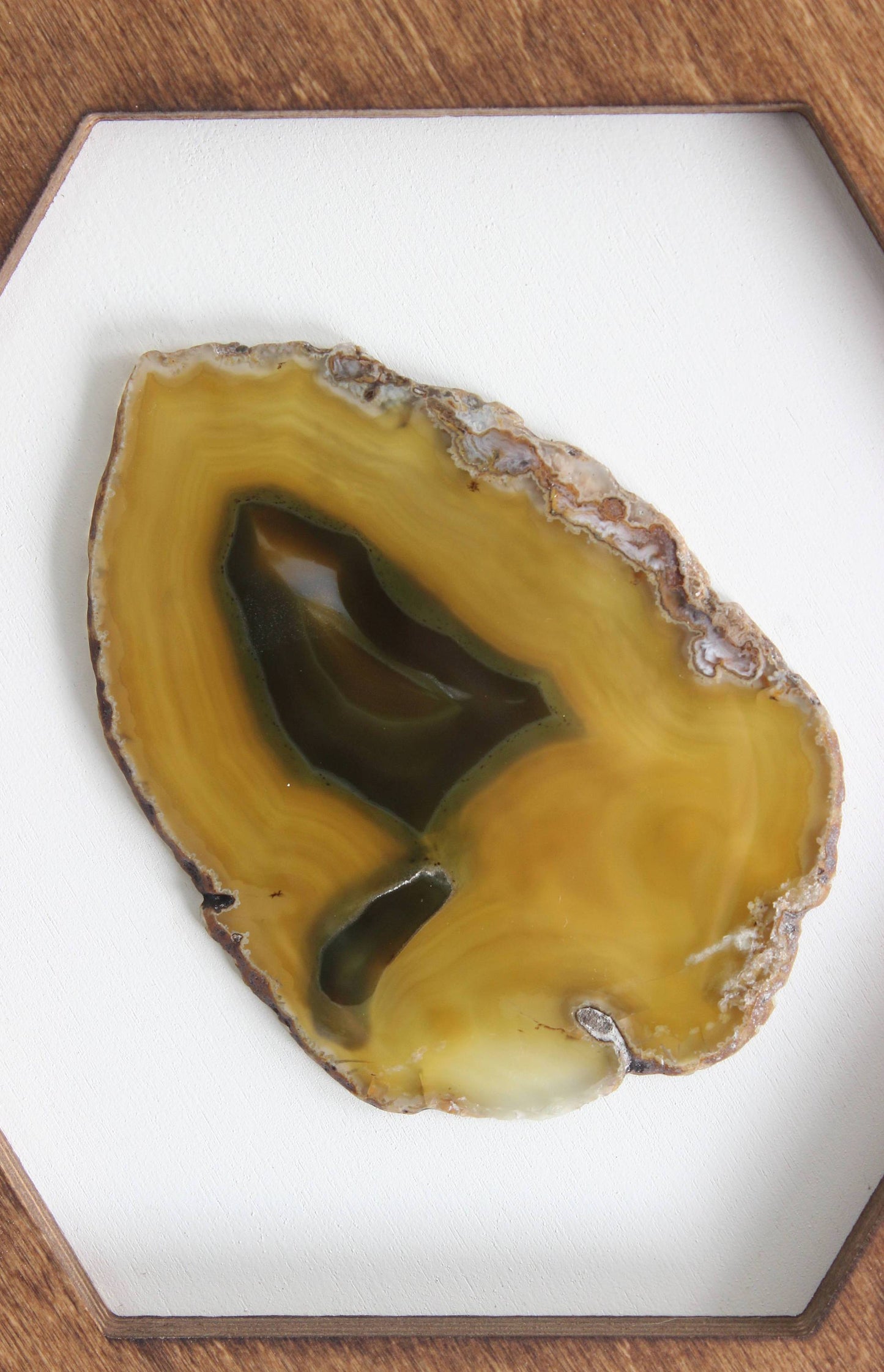 12" Yellow Agate Framed Hex Wall Art