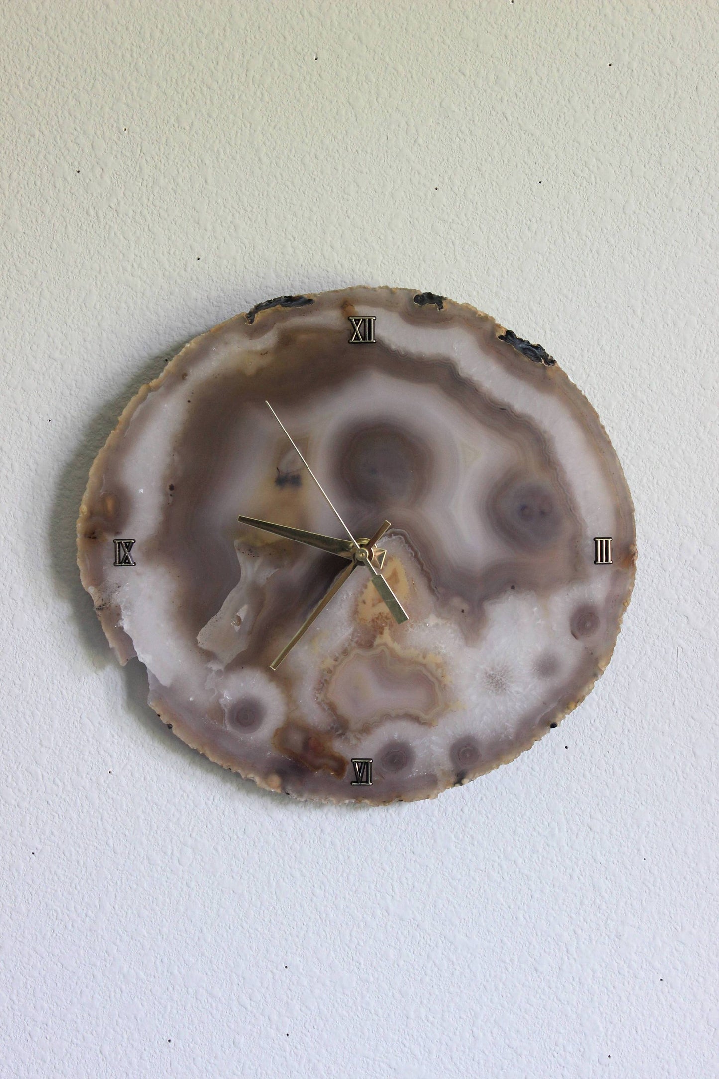 11" Natural Agate Slab Wall Clock