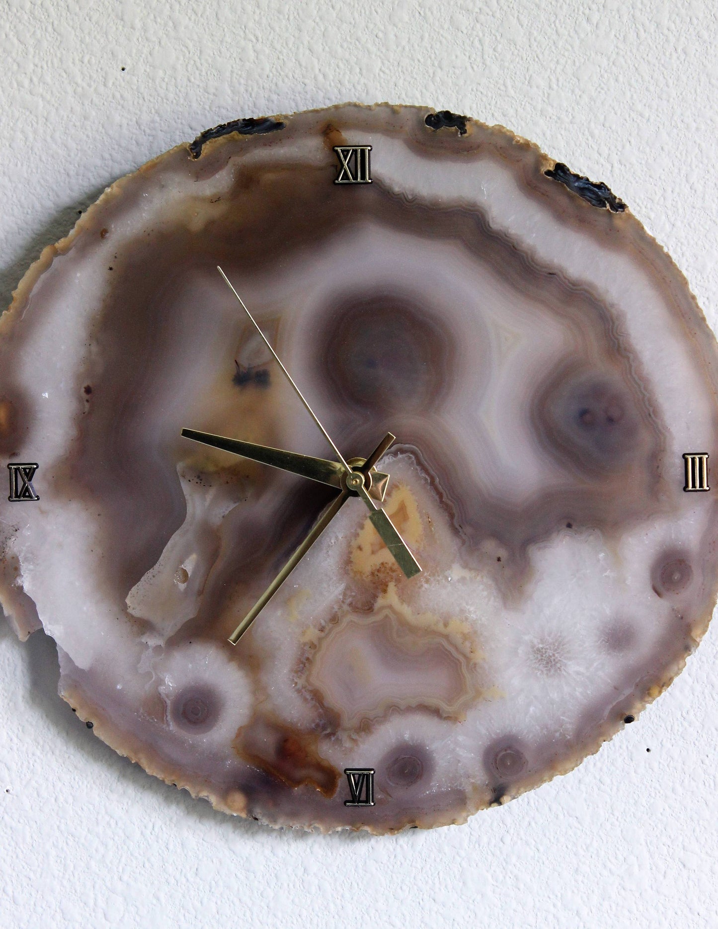 11" Natural Agate Slab Wall Clock