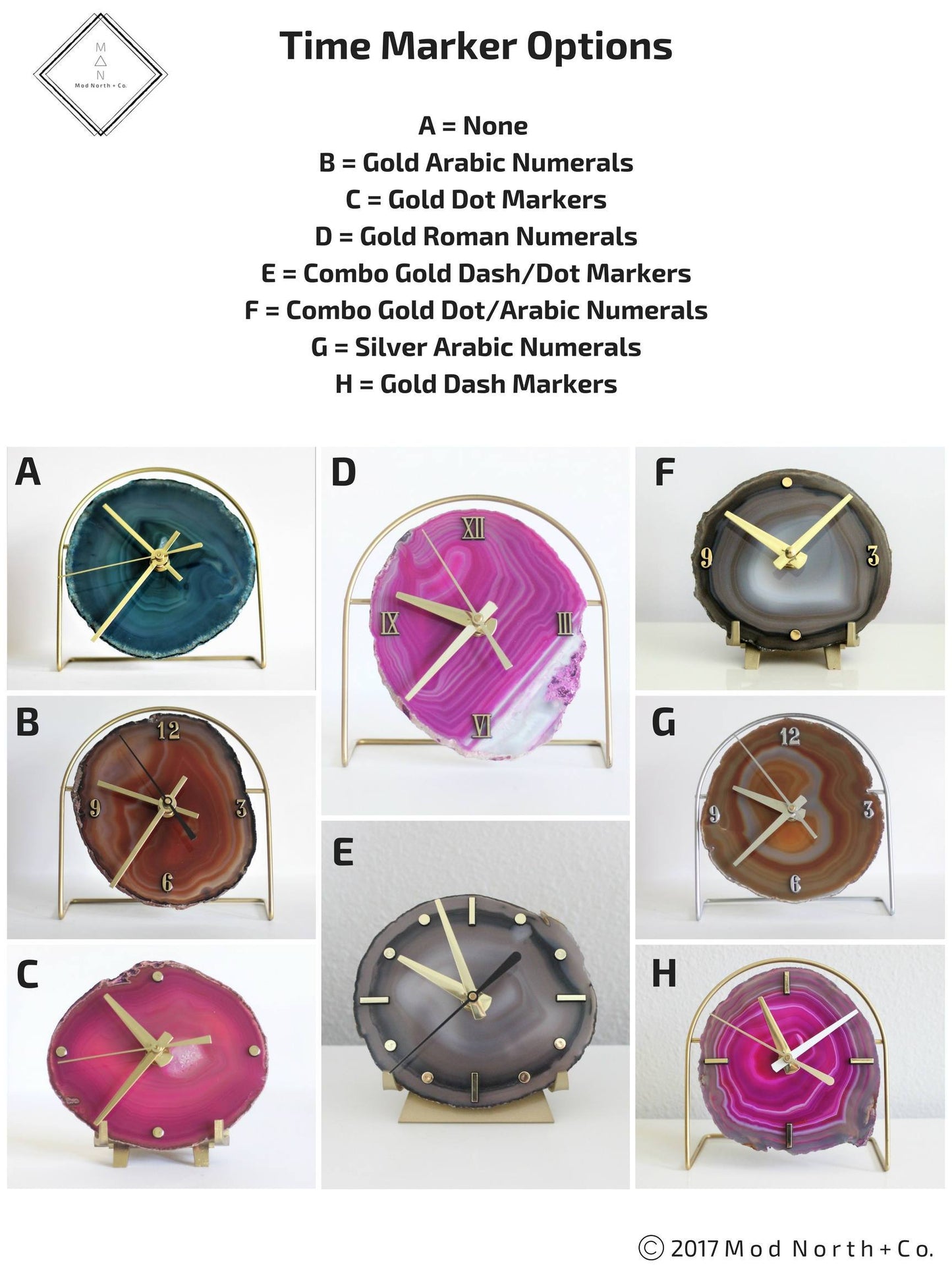 11" Natural Agate Slab Wall Clock