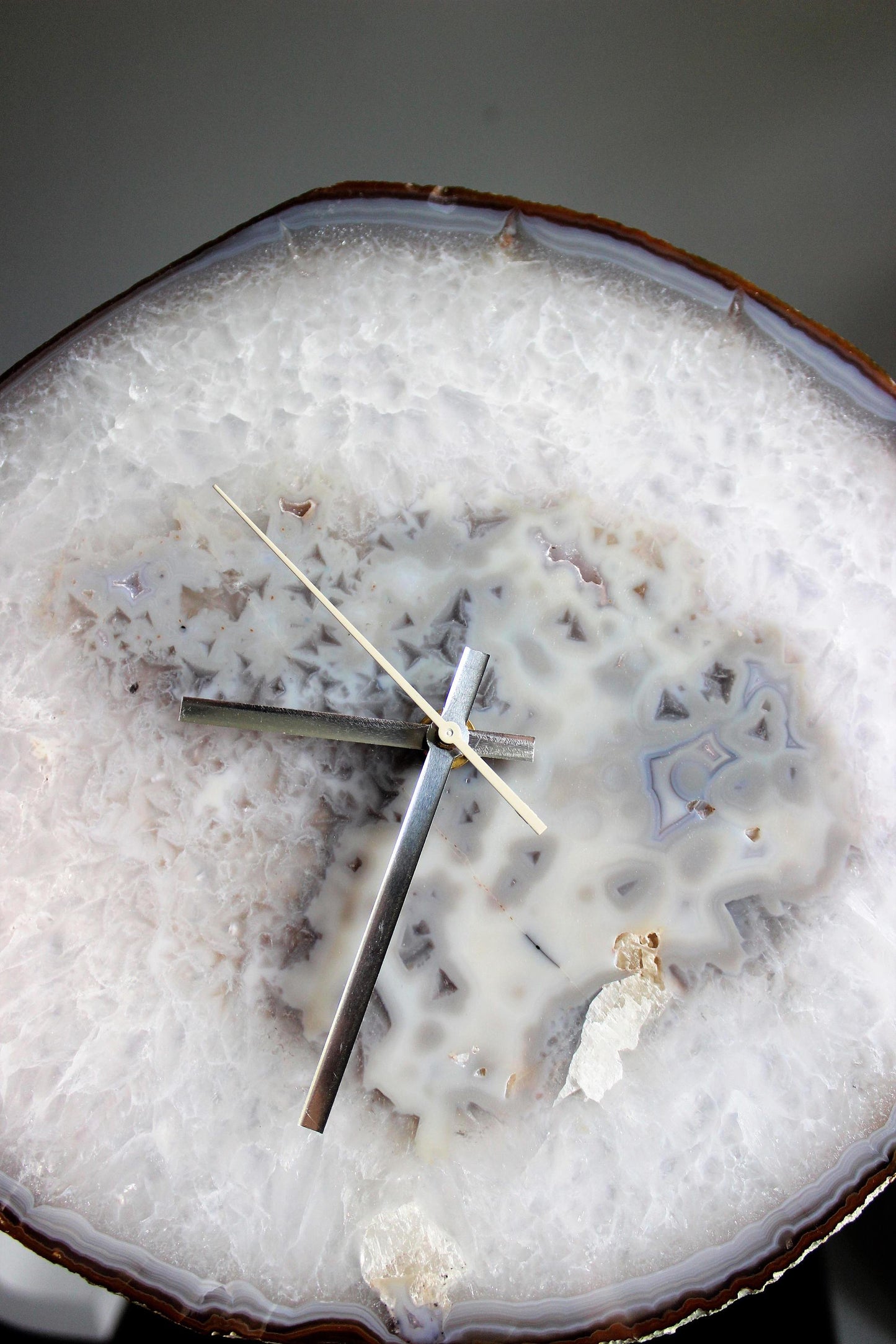 12" Natural Agate Slab Wall Clock