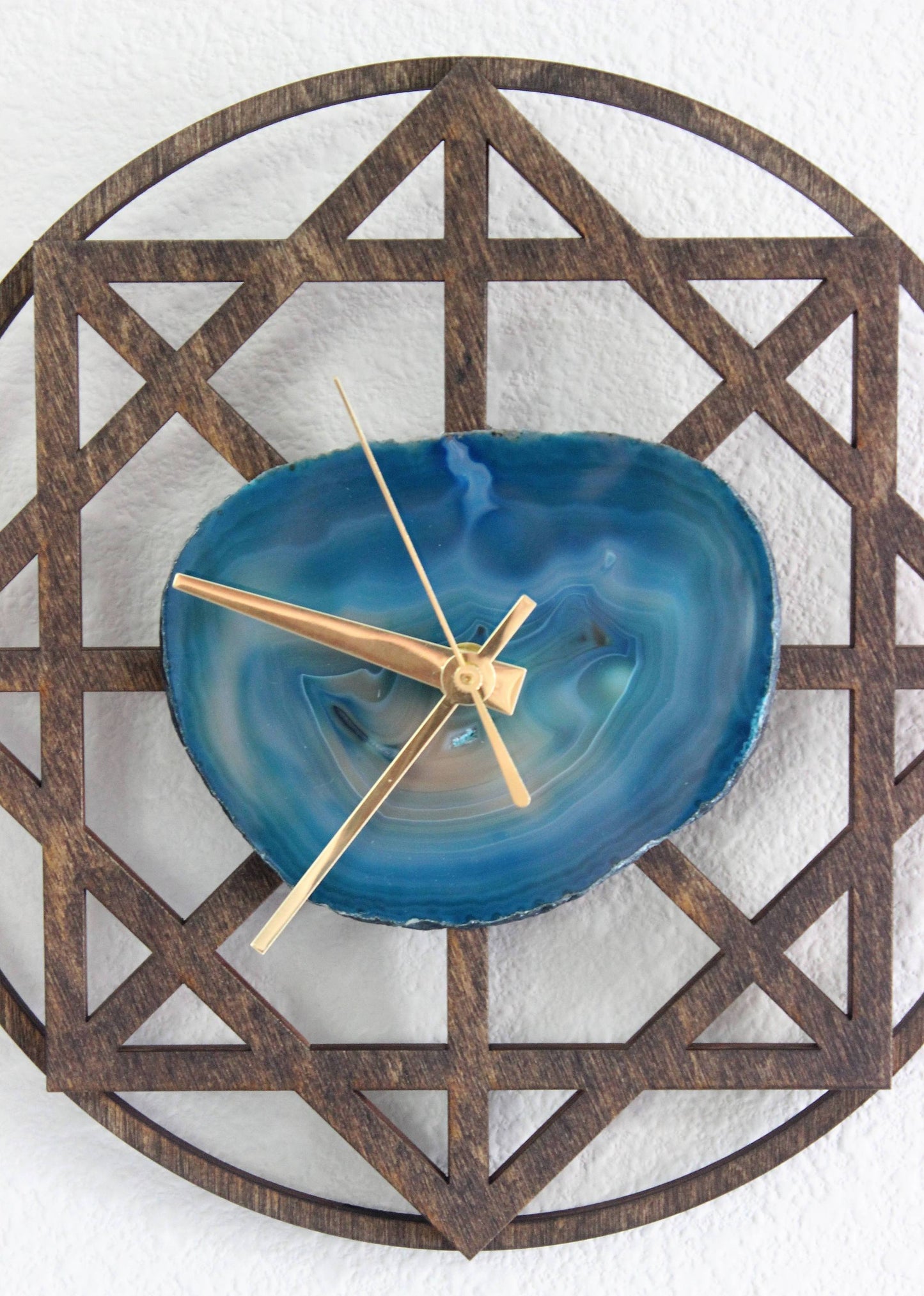 10" Teal Agate Wood Wall Clock