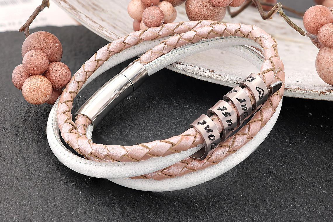 Braided leather bracelet - Personalized wrap bracelet - Womens braided leather bracelet - Leather bracelet for women - Braided bracelet