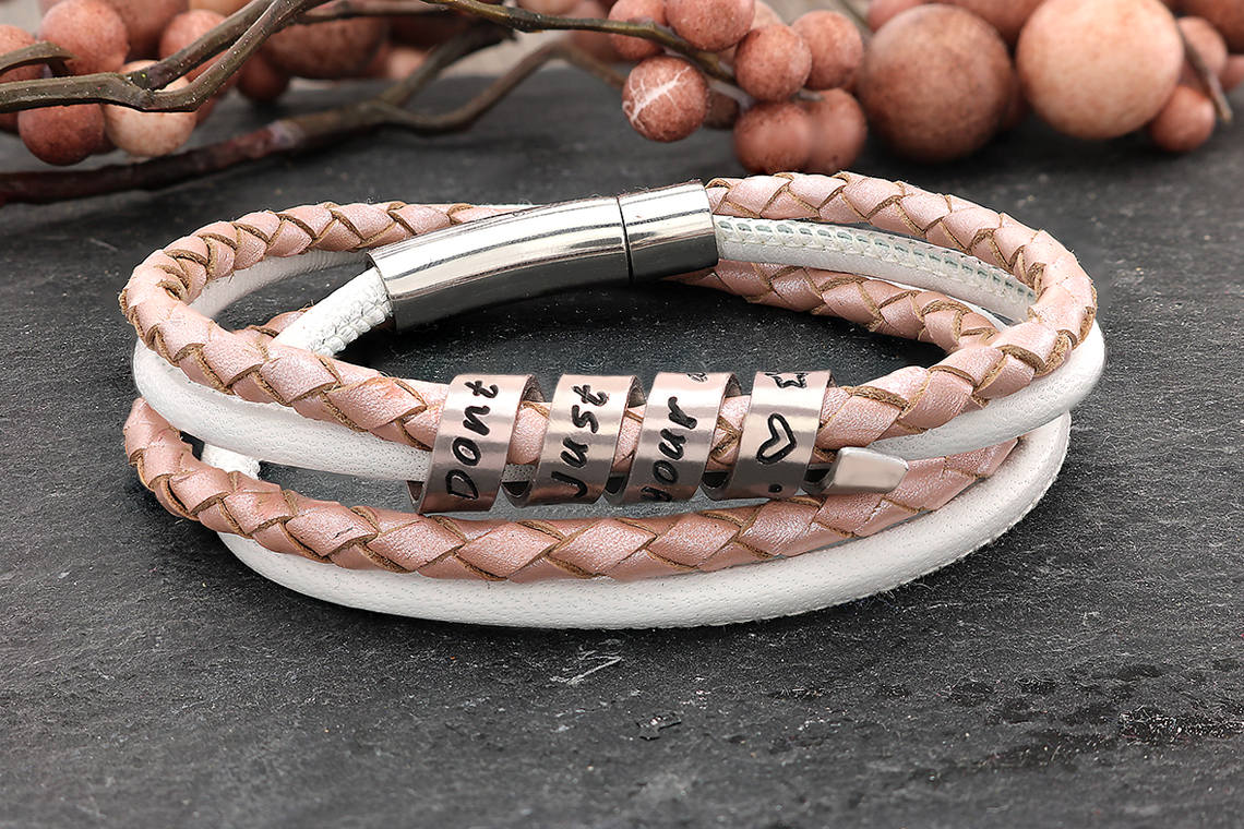 Braided leather bracelet - Personalized wrap bracelet - Womens braided leather bracelet - Leather bracelet for women - Braided bracelet