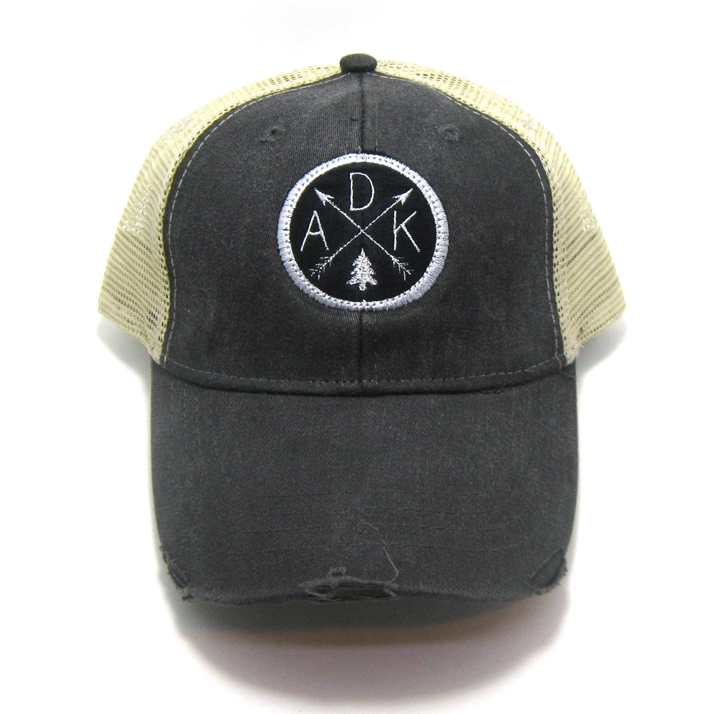 Adirondacks Hat - Distressed Snapback Trucker Hat - ADK Arrow Compass