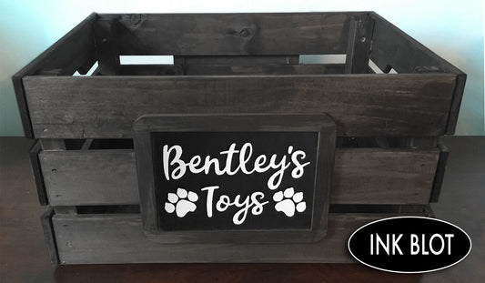 Personalized Custom Dog or Cat Pet Toy Organization Storage Wood Crate, Farmhouse Look,Rustic Home Decor