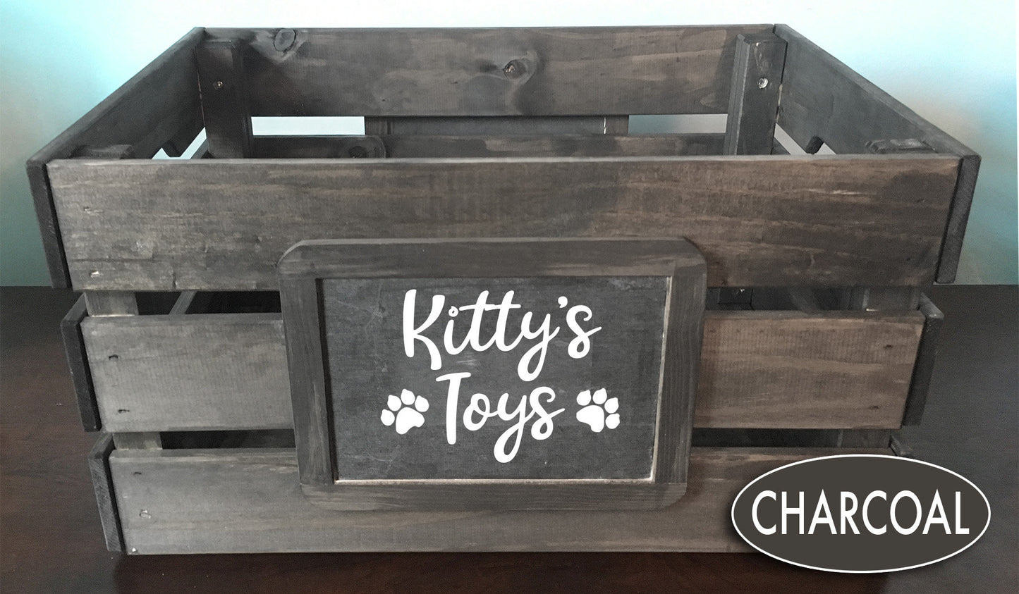 Personalized Custom Dog or Cat Pet Toy Organization Storage Wood Crate, Farmhouse Look,Rustic Home Decor