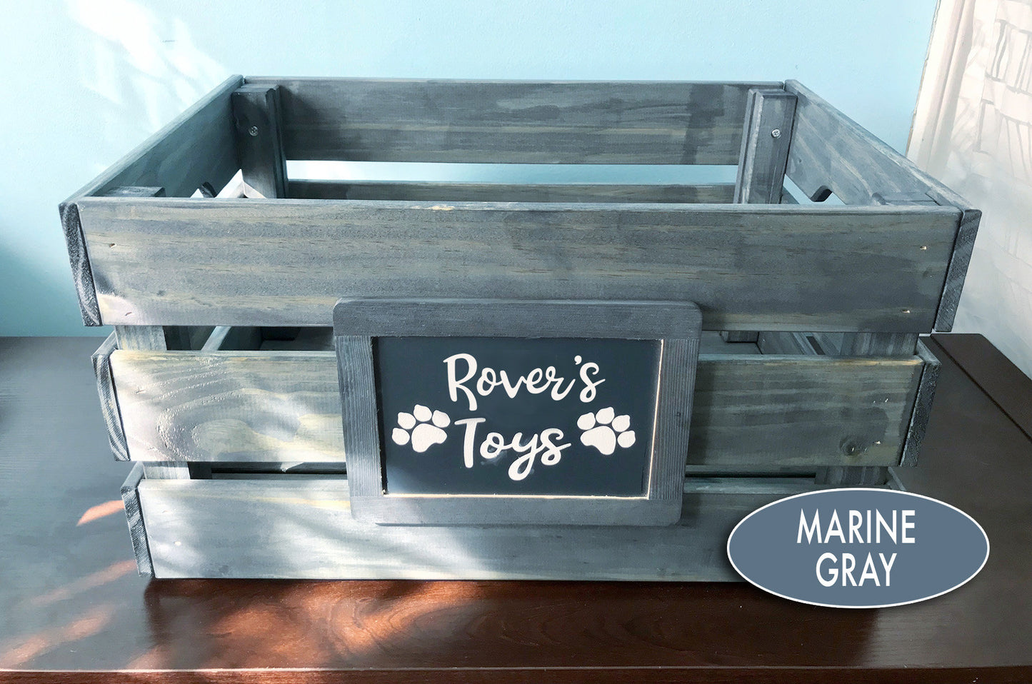 Personalized Custom Dog or Cat Pet Toy Organization Storage Wood Crate, Farmhouse Look,Rustic Home Decor