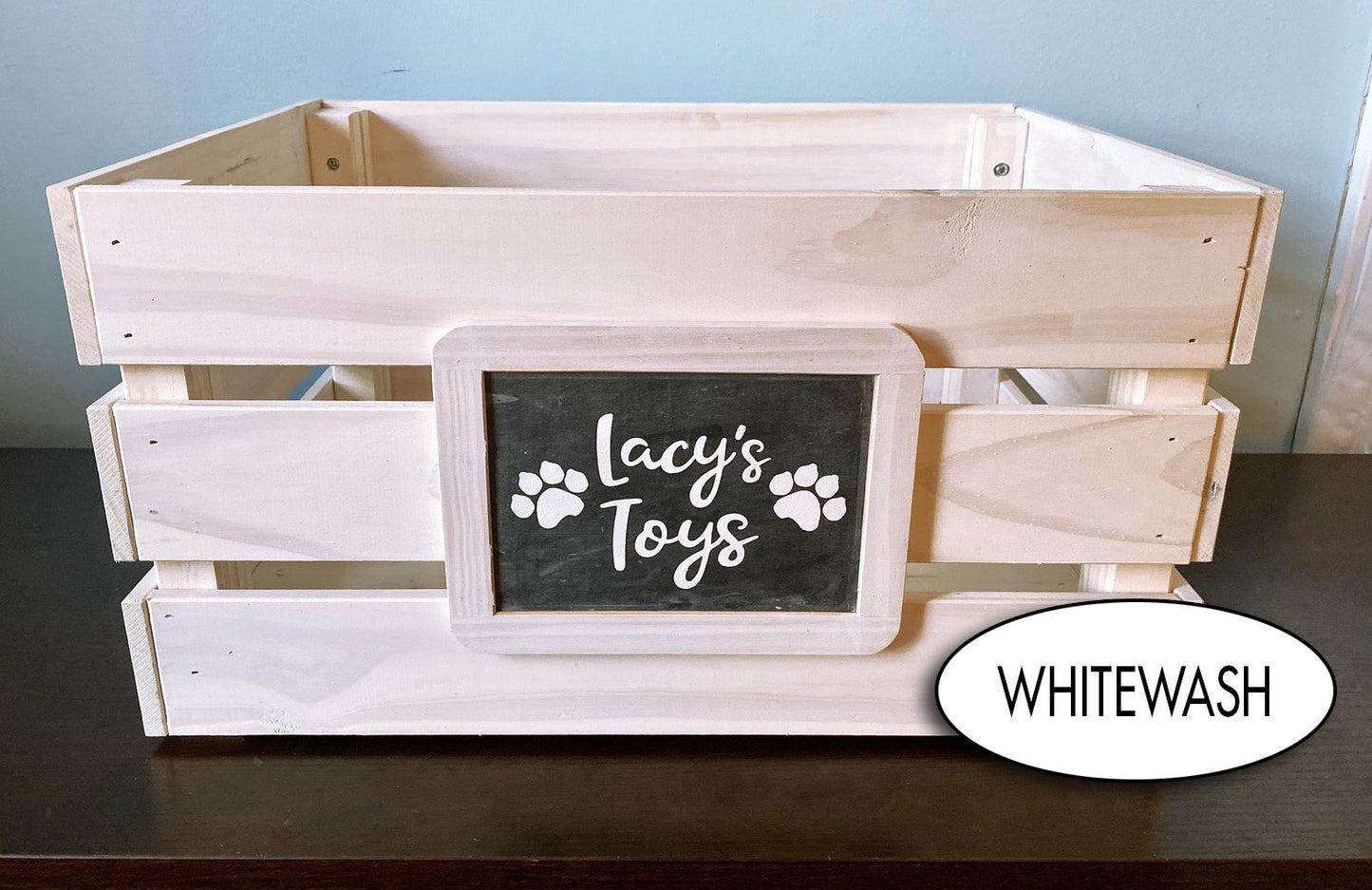 Personalized Custom Dog or Cat Pet Toy Organization Storage Wood Crate, Farmhouse Look,Rustic Home Decor