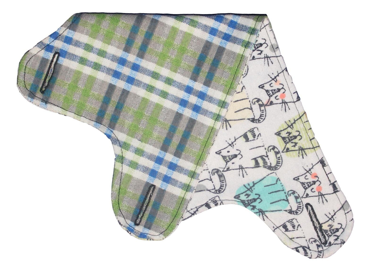 A Clowder of Smiling Kitten Feline Kitty Cats w/ Blue & Green Plaid Pattern Interchangeable Reversible Pet Dog Cover for PAWZLY Harnesses