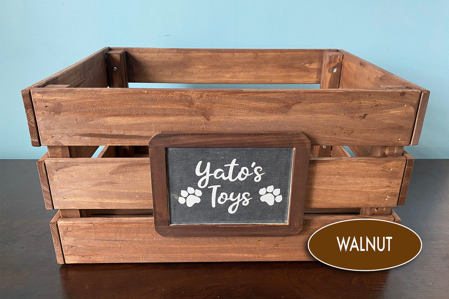 Personalized Custom Dog or Cat Pet Toy Organization Storage Wood Crate, Farmhouse Look,Rustic Home Decor