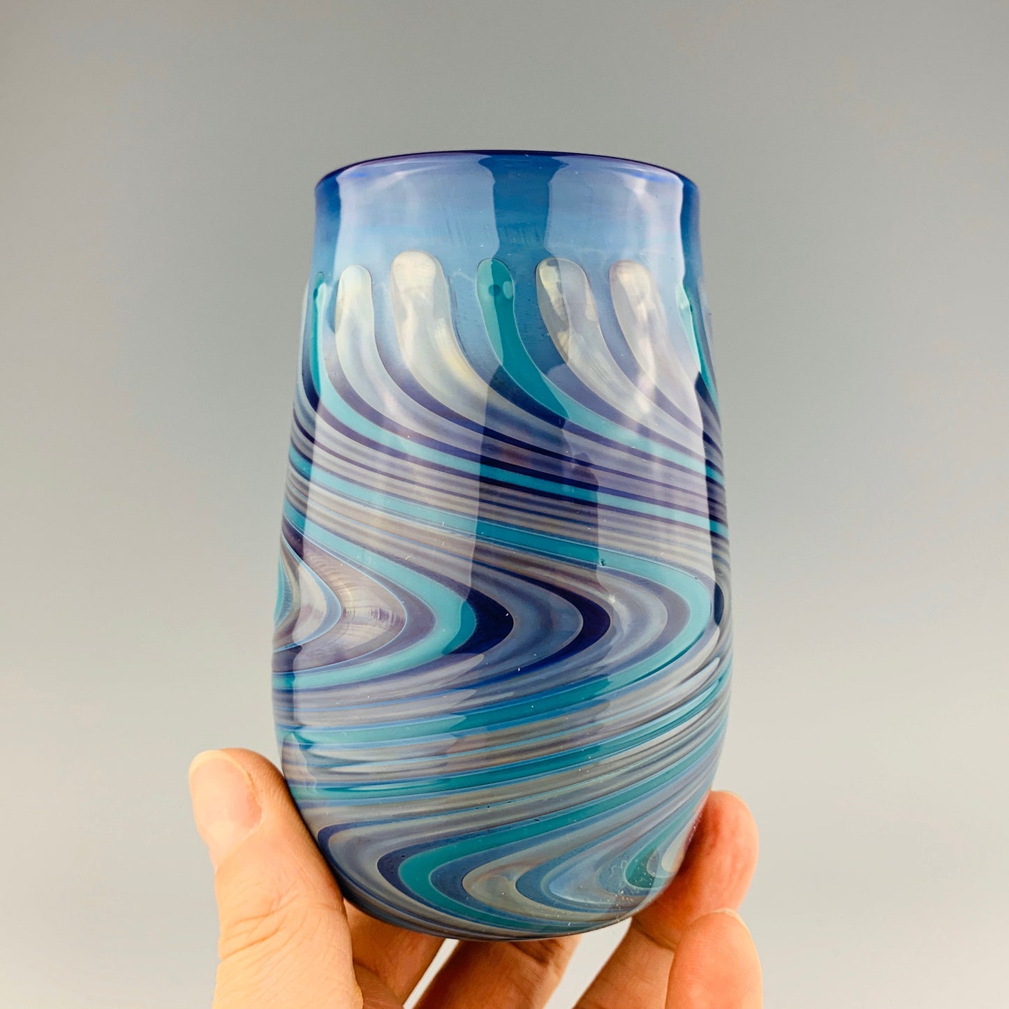 Cobalt and Teal Stemless Wineglass