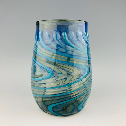 Charcoal and Teal Stemless Wineglass