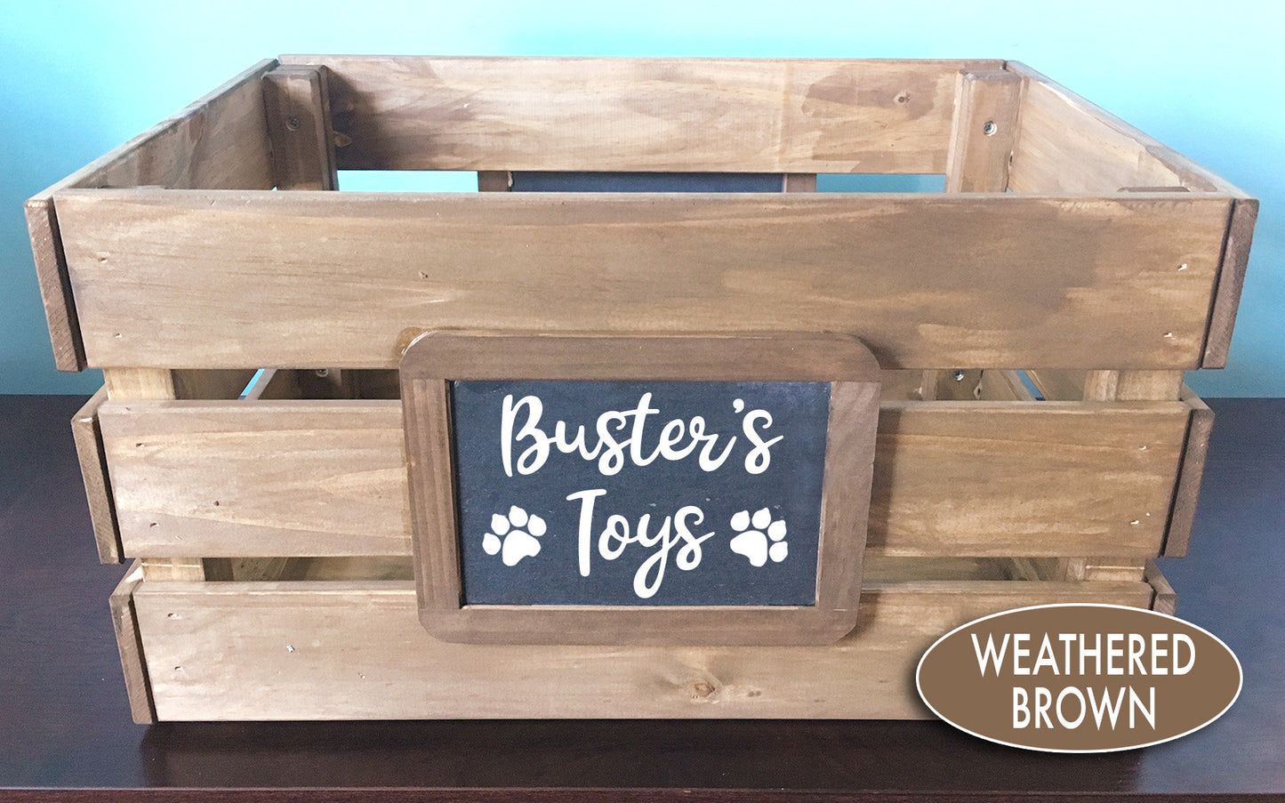 Personalized Custom Dog or Cat Pet Toy Organization Storage Wood Crate, Farmhouse Look,Rustic Home Decor