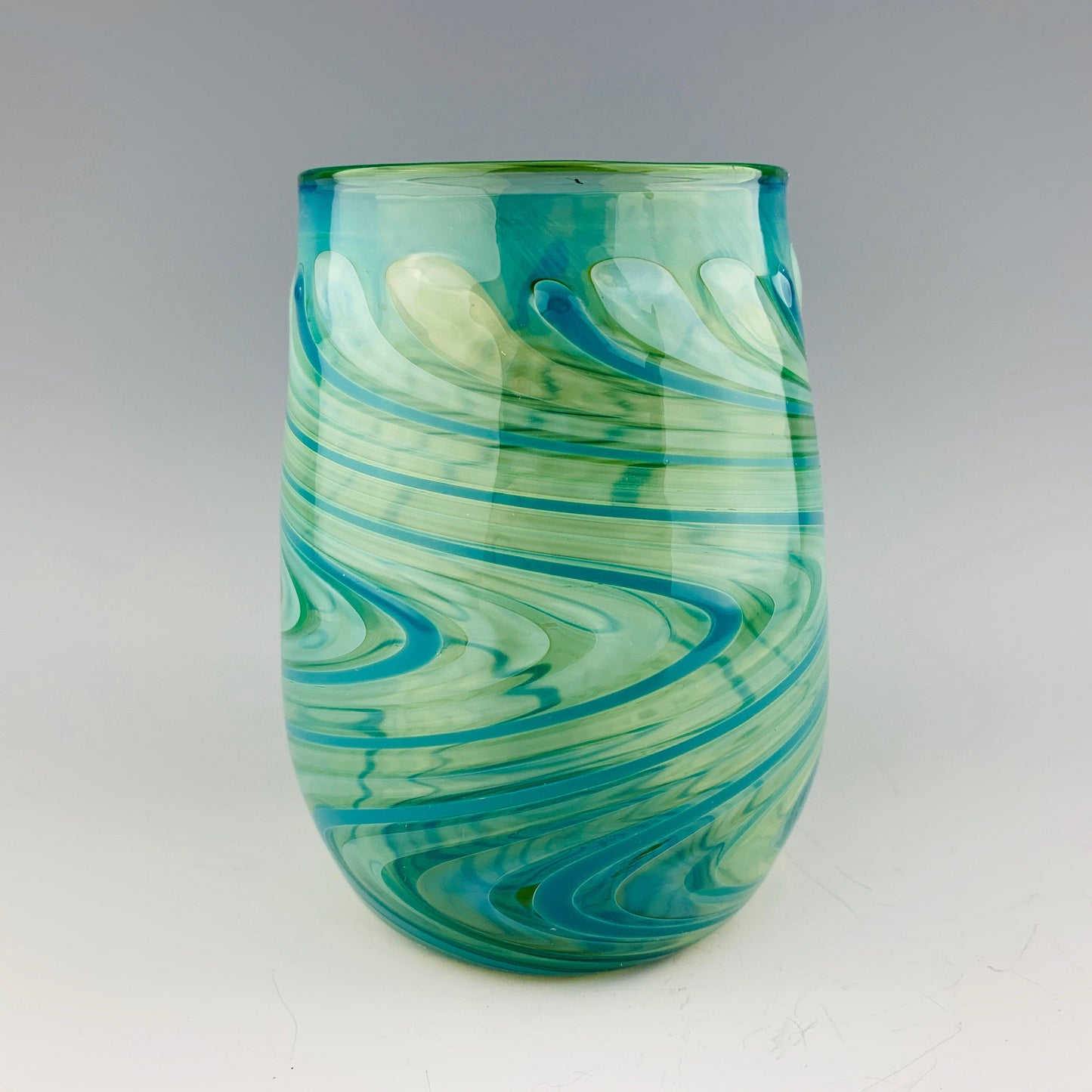 Green and Teal Stemless Wineglass