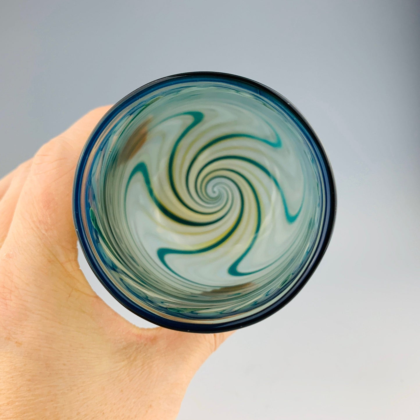 Charcoal and Teal Stemless Wineglass