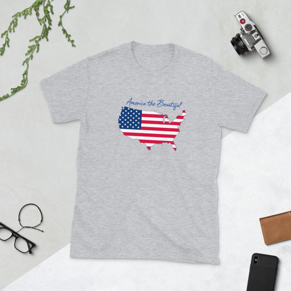 America the Beautiful July 4th Short-Sleeve Unisex T-Shirt GIldan