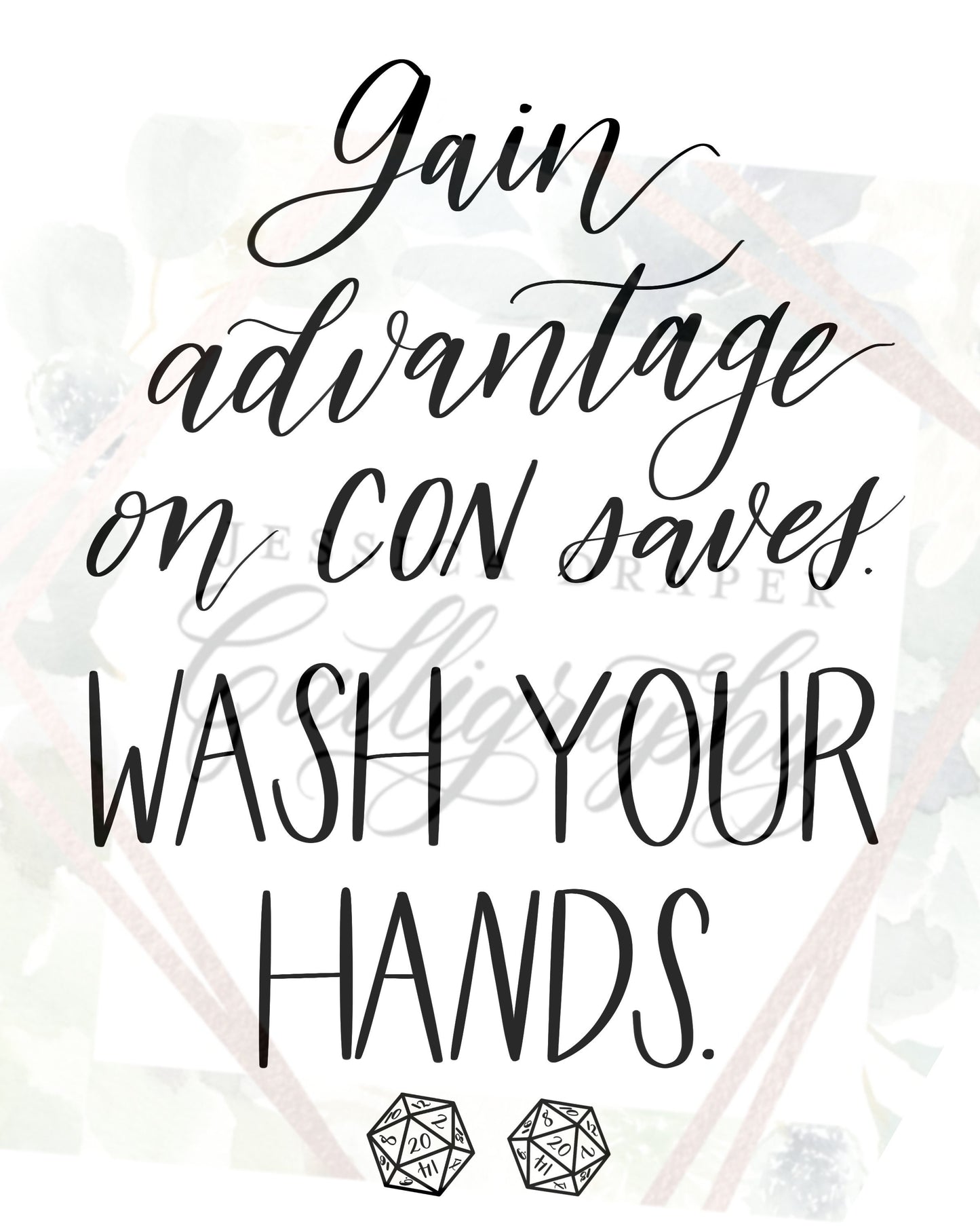 CON Saves Wash your Hands / Funny Dungeons and Dragons bathroom digital print / bathroom printable  / D&D / Nerd gift / Gift for Him / Geek