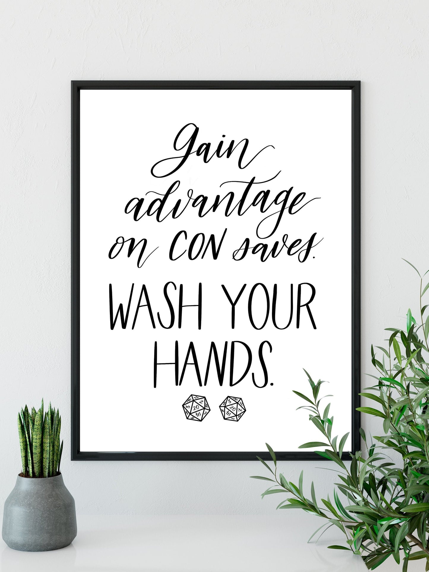 CON Saves Wash your Hands / Funny Dungeons and Dragons bathroom digital print / bathroom printable  / D&D / Nerd gift / Gift for Him / Geek