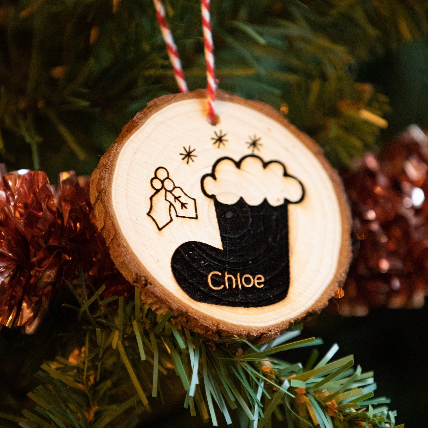 Personalised Christmas Tree decoration with festive twine | Personalised Christmas Bauble | Multipack discounts