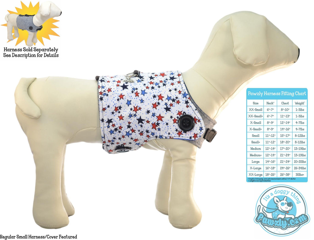 4th of July Celebration Puppies * Independence Day Dogs * USA * American Stars Interchangeable Reversible Pet Dog Cover for PAWZLY Harnesses