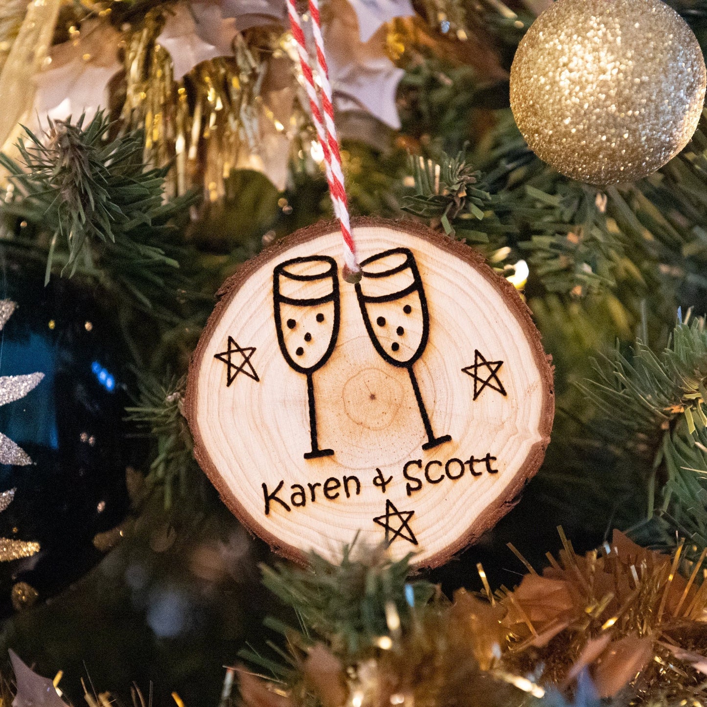 Personalised Christmas Tree decoration with festive twine | Personalised Christmas Bauble | Multipack discounts